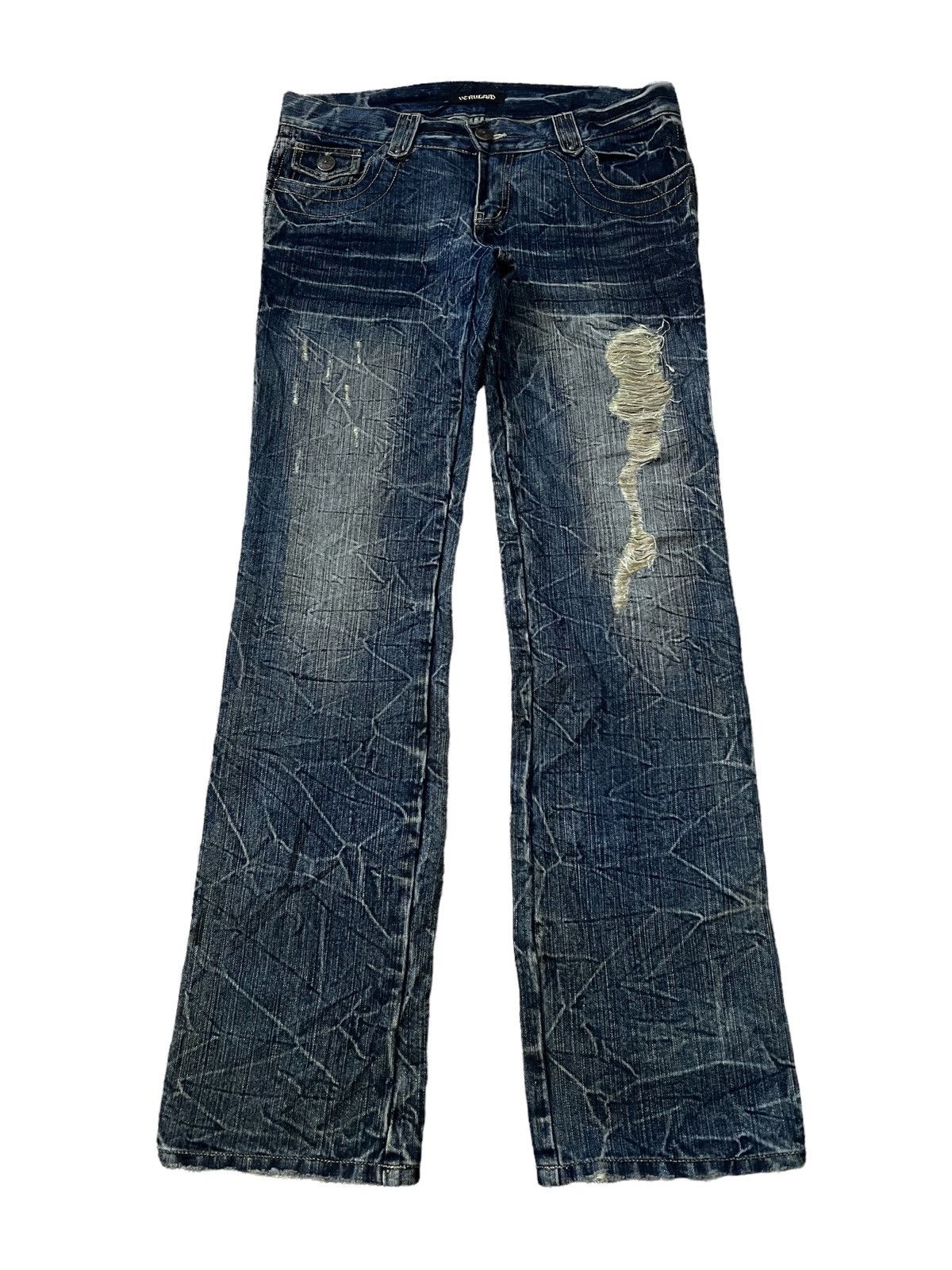 Japanese Brand DISTRESSED DENIM VERULAND GOLD THREAD PANTS Size US 33 - 1 Thumbnail