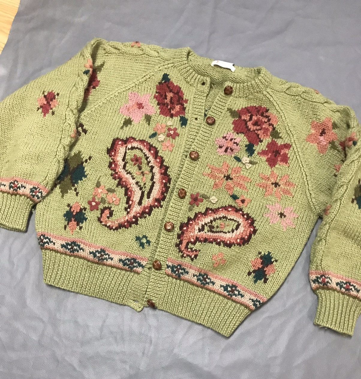 Designer × Vintage Wool Cardigan Golf bode inspired Bandana medium Size M / US 6-8 / IT 42-44 - 1 Thumbnail
