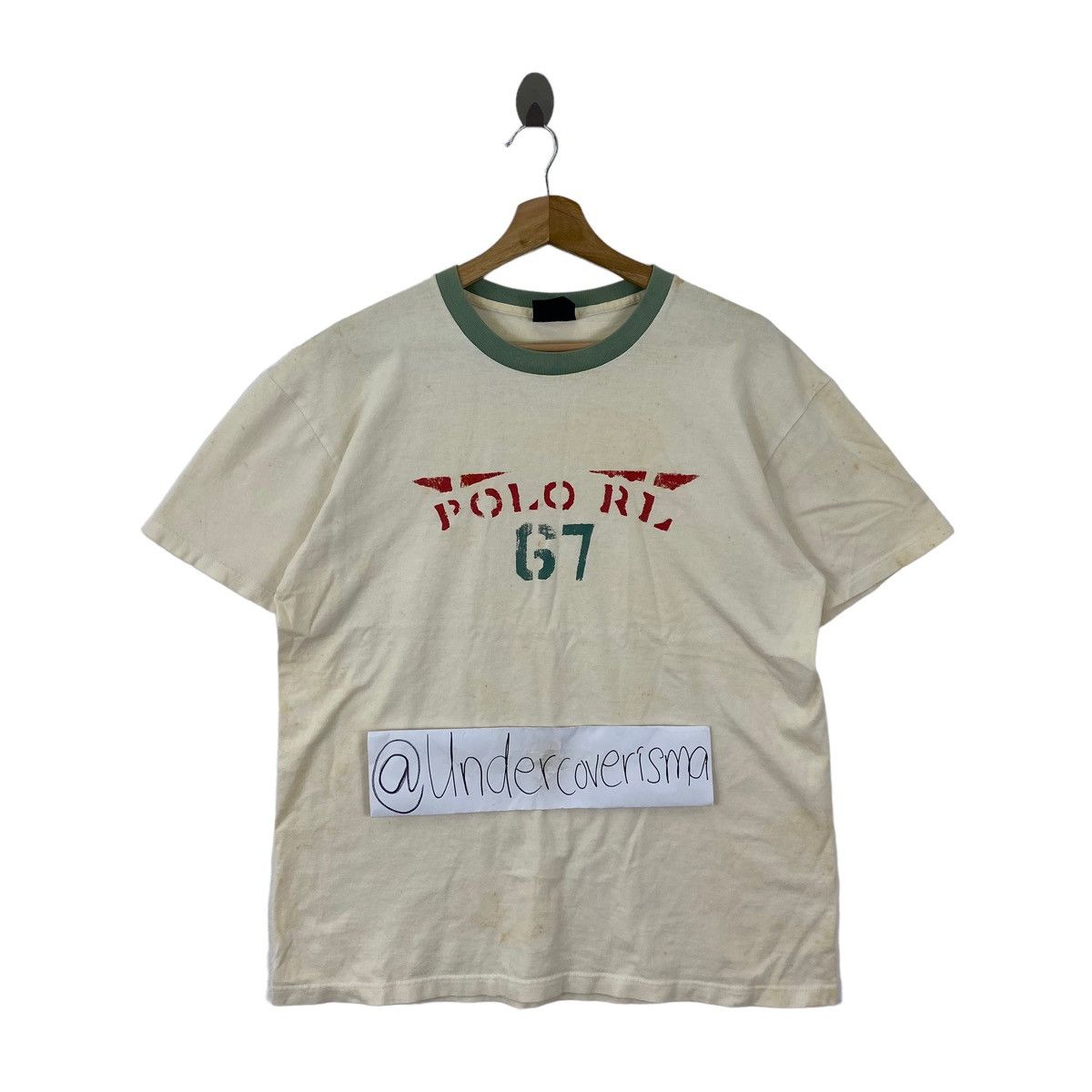 Polo Ralph Lauren × Vintage Vintage POLO By RALPH LAUREN G7 Print Cream Short Sleeve Size US L / EU 52-54 / 3 - 1 Thumbnail