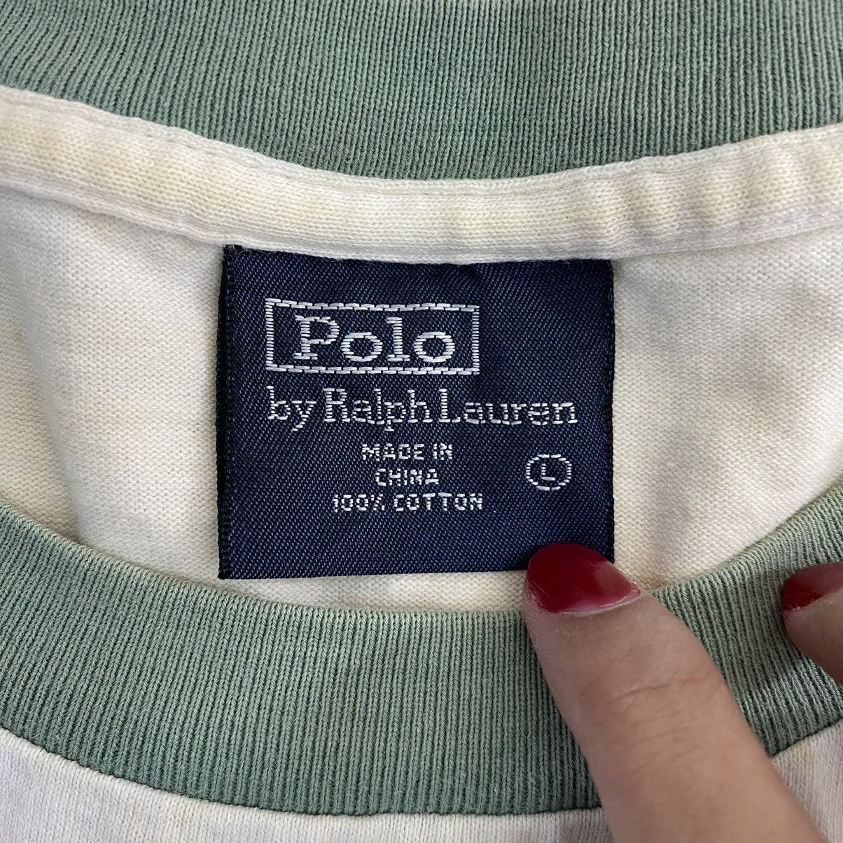 Polo Ralph Lauren × Vintage Vintage POLO By RALPH LAUREN G7 Print Cream Short Sleeve Size US L / EU 52-54 / 3 - 5 Thumbnail