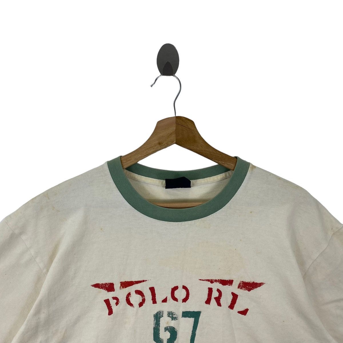 Polo Ralph Lauren × Vintage Vintage POLO By RALPH LAUREN G7 Print Cream Short Sleeve Size US L / EU 52-54 / 3 - 2 Thumbnail