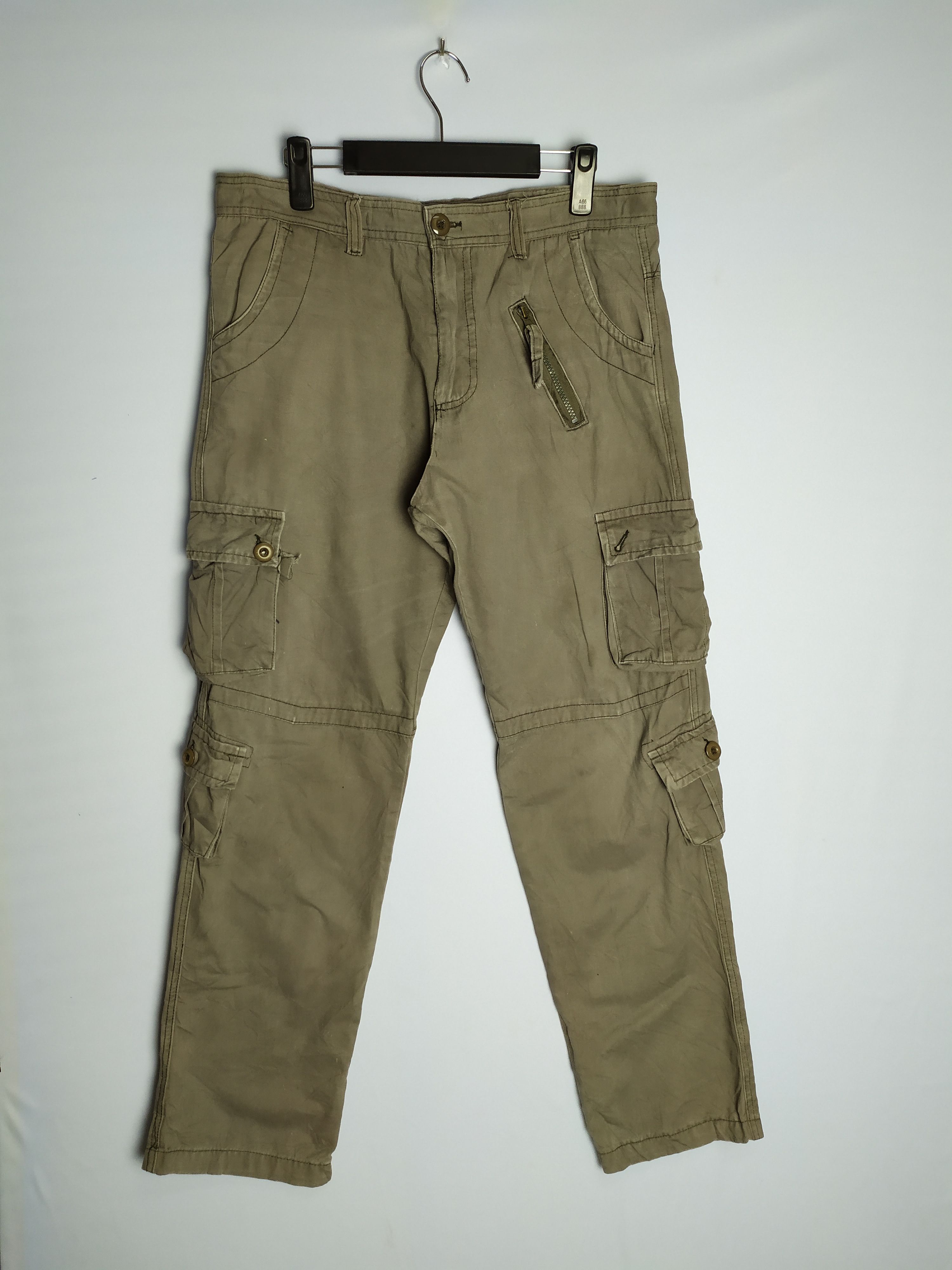 image of Straight Faded 9 Pocket Vintage Cargo Pants in Faded Grey, Men's (Size 33)