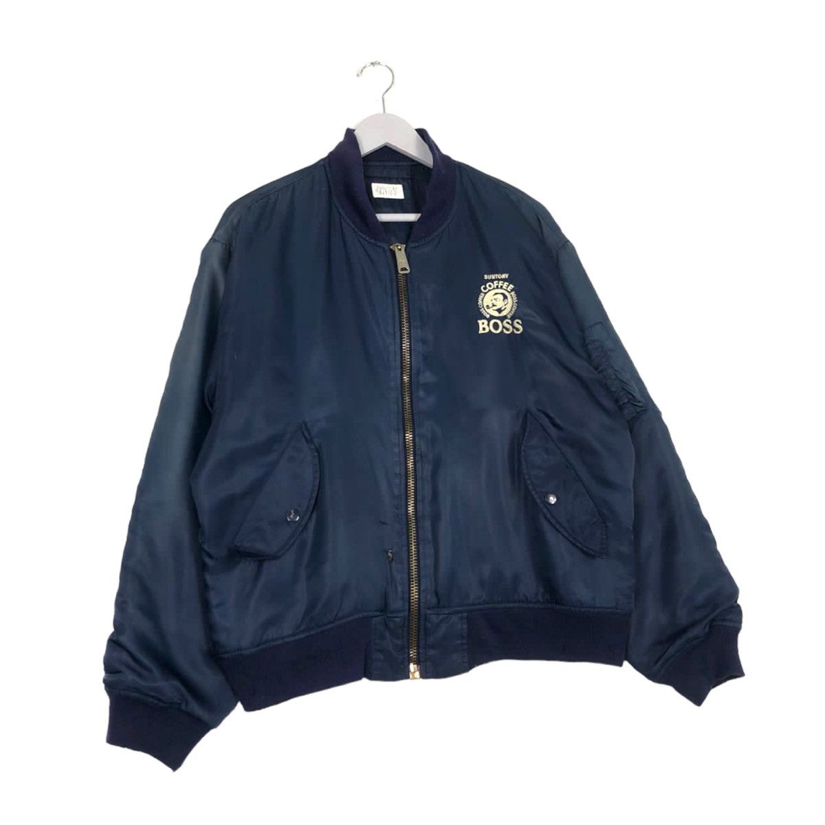 Japanese Brand × Vintage ARCHIVE💥90s SUNTORY BOSS COFFEE BOMBER JACKET SUNFADED Size US L / EU 52-54 / 3 - 5 Thumbnail