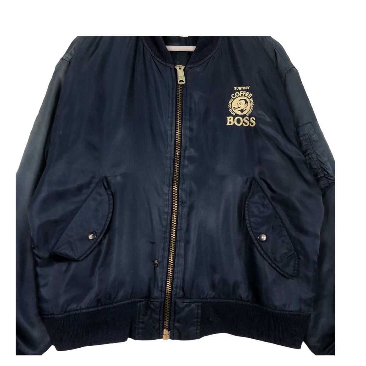 Japanese Brand × Vintage ARCHIVE💥90s SUNTORY BOSS COFFEE BOMBER JACKET SUNFADED Size US L / EU 52-54 / 3 - 7 Thumbnail