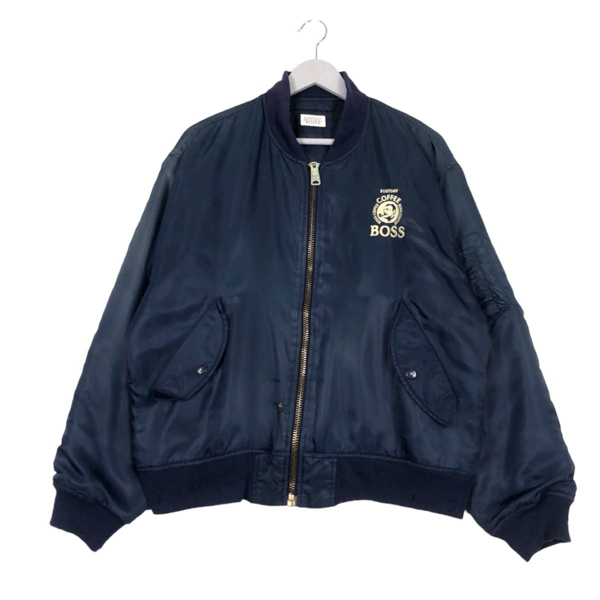 Japanese Brand × Vintage ARCHIVE💥90s SUNTORY BOSS COFFEE BOMBER JACKET SUNFADED Size US L / EU 52-54 / 3 - 4 Thumbnail
