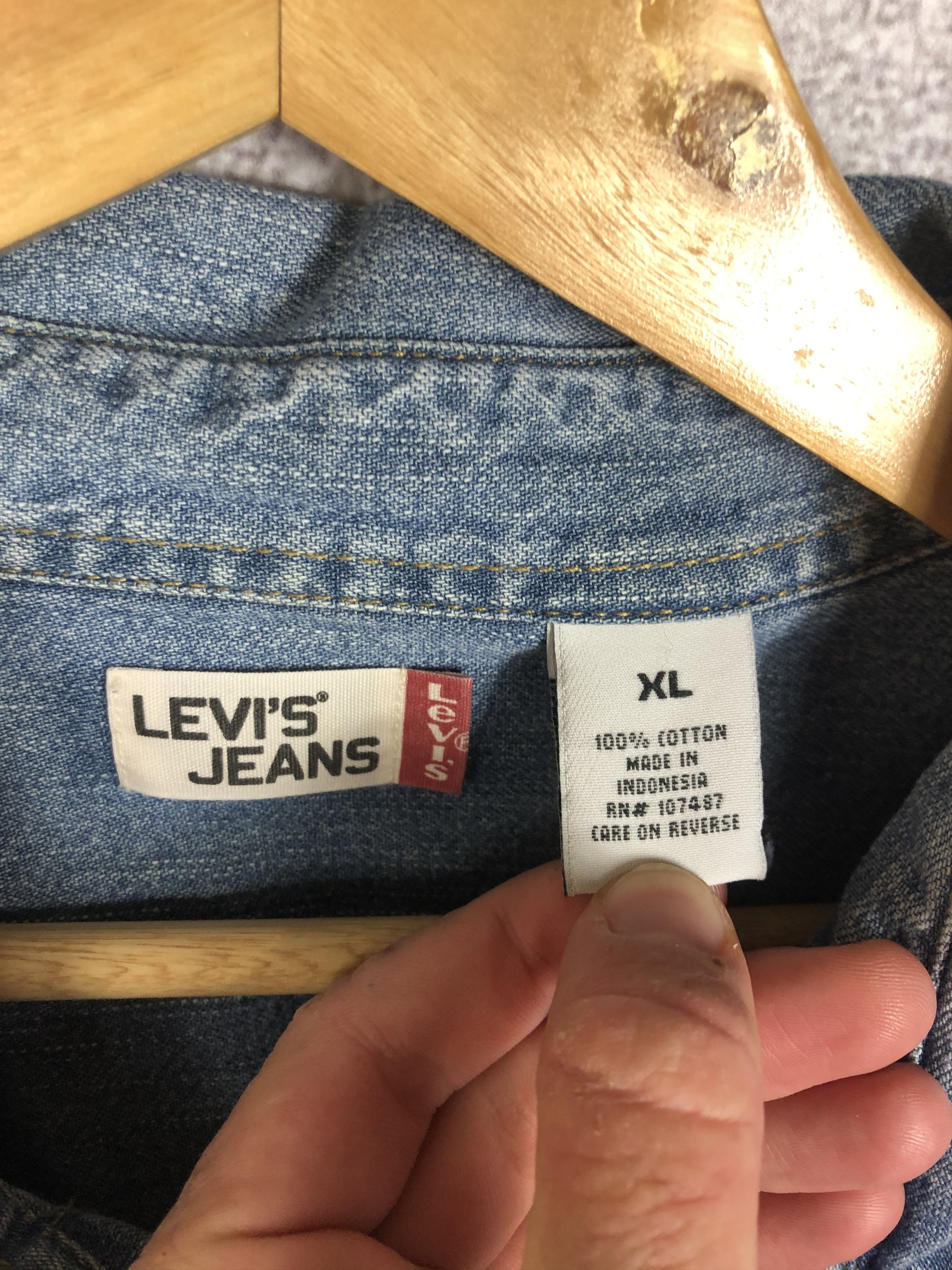 Levi's × Levi's Vintage Clothing × Vintage Vintage 90s Levi’s Denim Western Shirt Size US XL / EU 56 / 4 - 5 Thumbnail