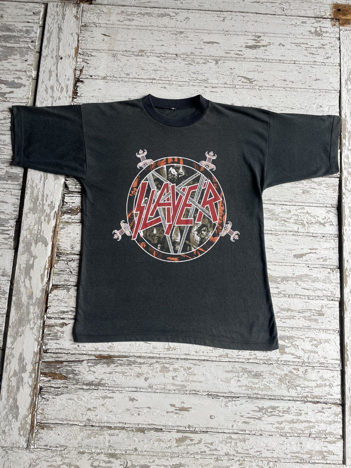 T-shirt Slayer Vintage - Tête De Chèvre Et Sang - Taille XL - Gildan