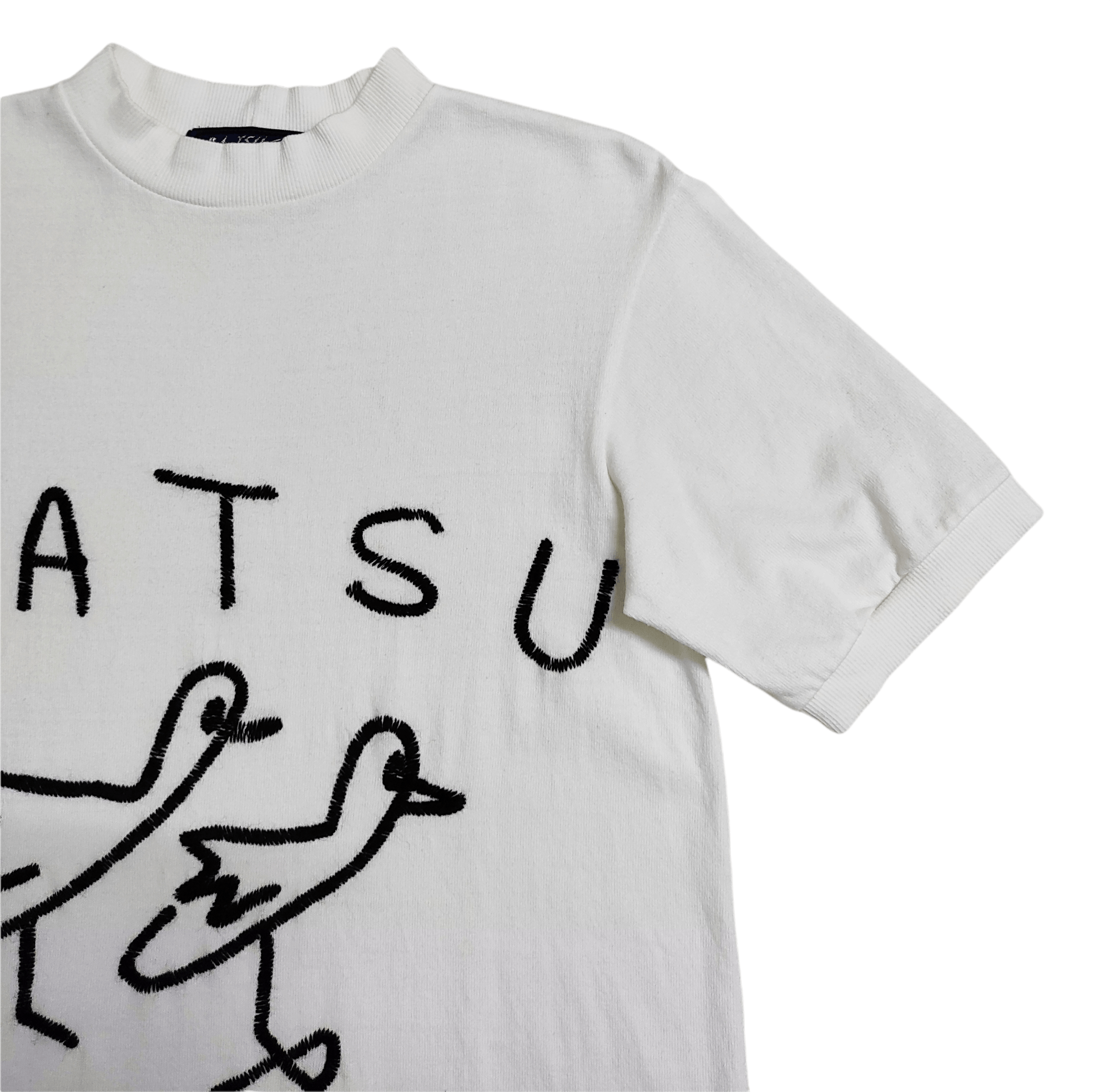 Japanese Brand Vintage mid 90s BA-TSU CLUB Intarsia knit OS tee Size ONE SIZE - 7 Thumbnail