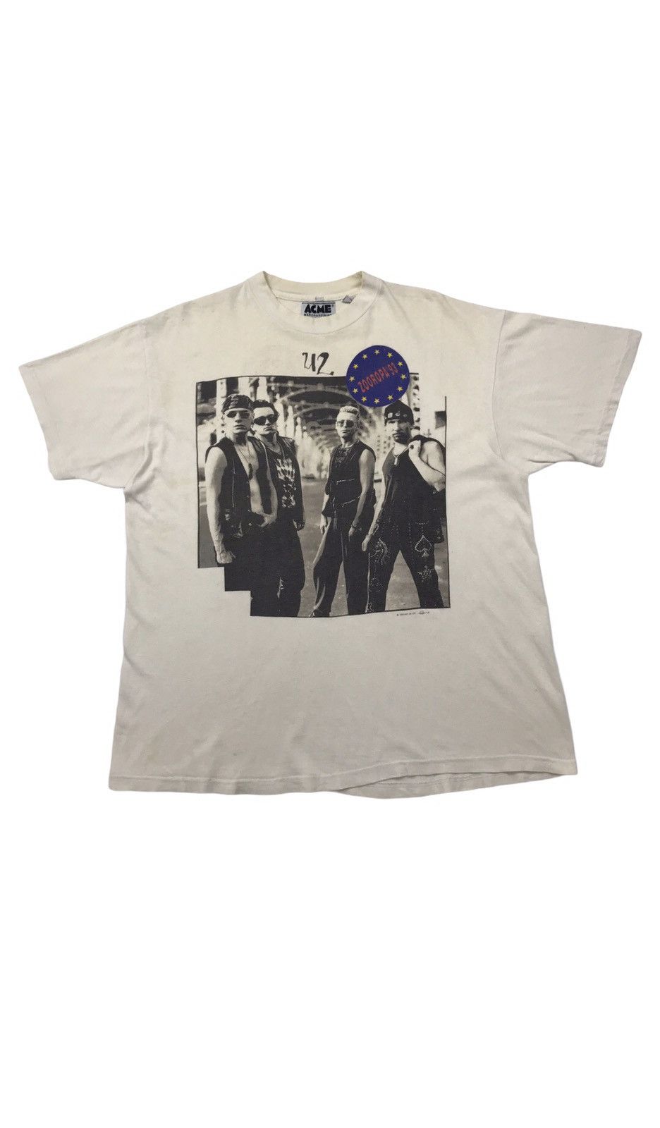 image of Band Tees x Vintage 90's U2 Zoo Tv Promo Tour Shirt in White, Men's (Size 2XL)