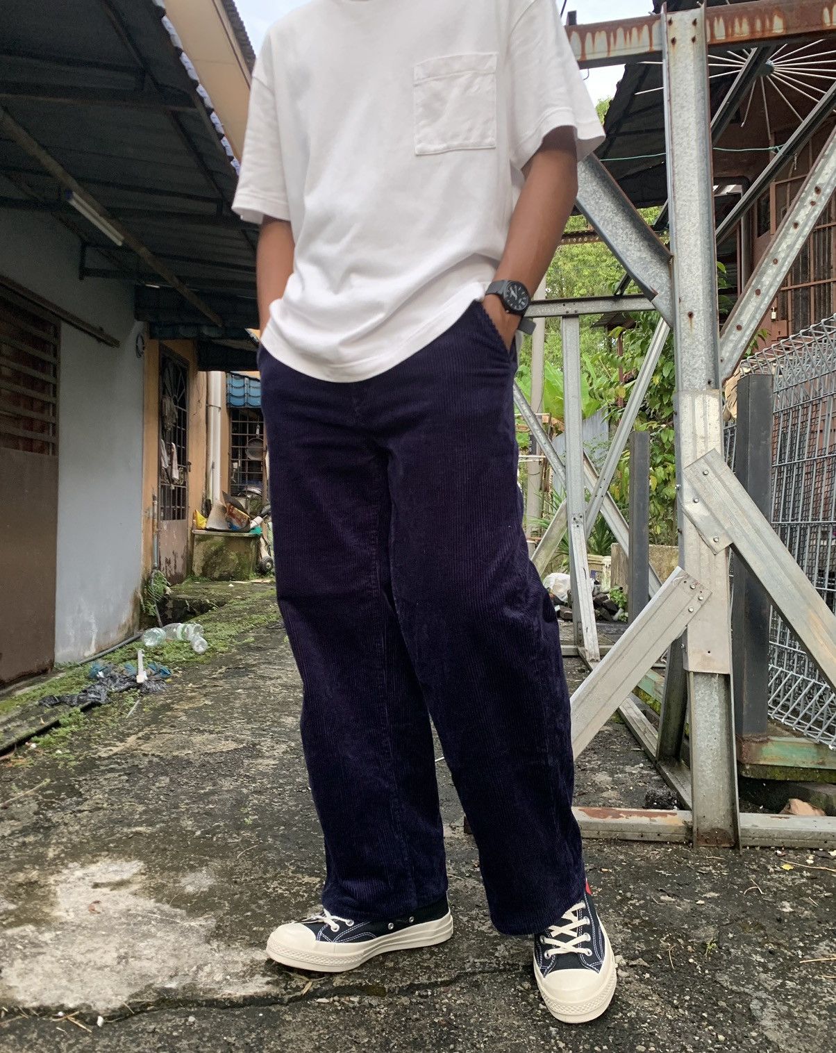 Uniqlo UNIQLO INES DE LA FRESSANGE PARIS BLUE CORDUROY BAGGY PANTS Size US 30 / EU 46 - 3 Thumbnail