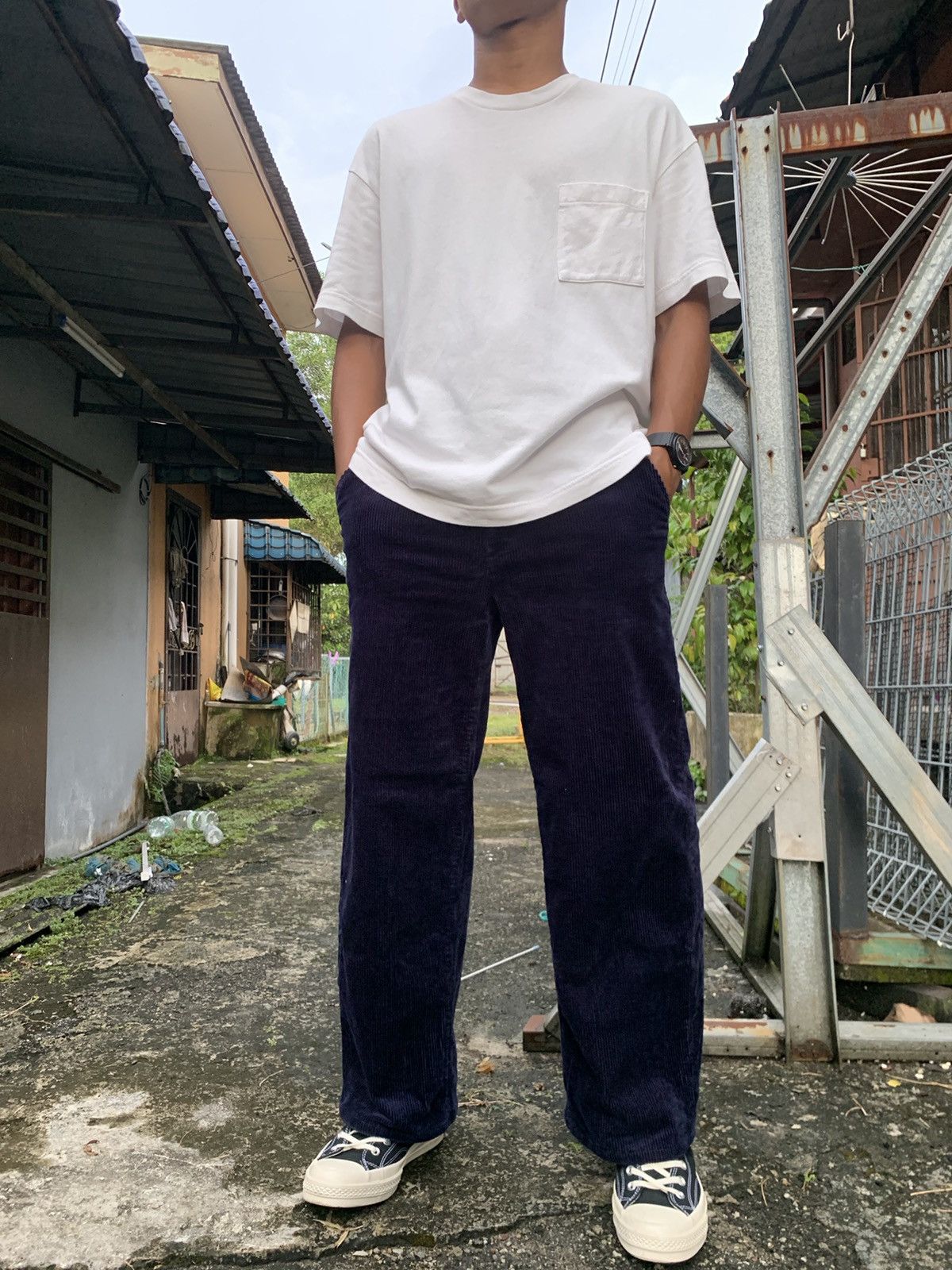Uniqlo UNIQLO INES DE LA FRESSANGE PARIS BLUE CORDUROY BAGGY PANTS Size US 30 / EU 46 - 10 Thumbnail
