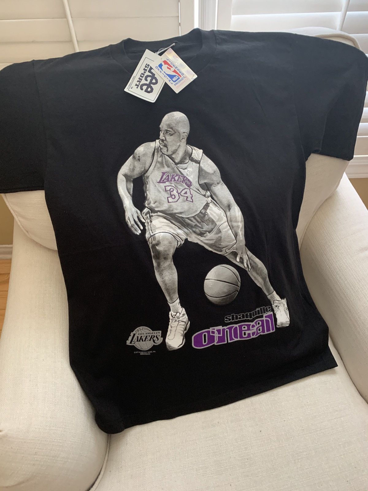NBA Vintage DEADSTOCK Shaq lakers T shirt Size US L / EU 52-54 / 3 - 3 Thumbnail