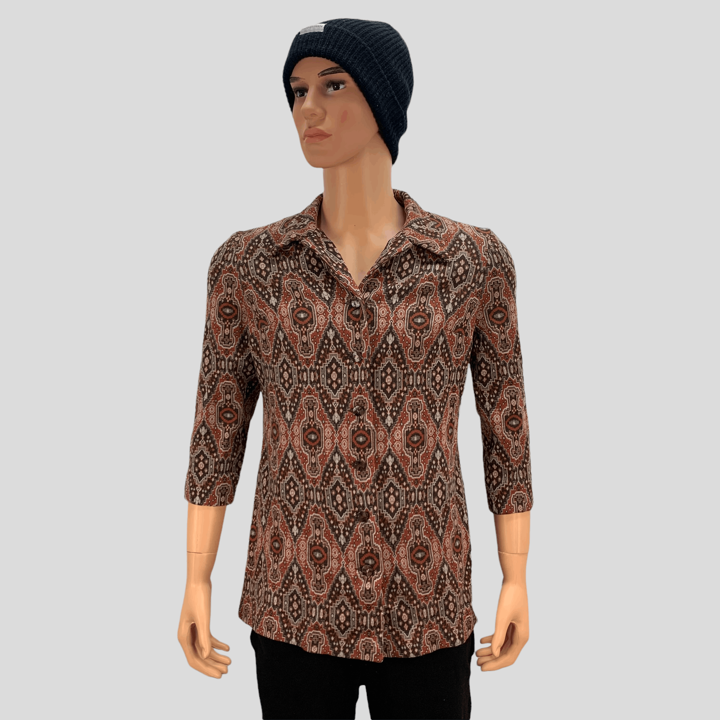 image of Avant Garde Lucia Button Down Shirt Retro Style Nice Design 3682-128 in Mix, Women's (Size Medium)