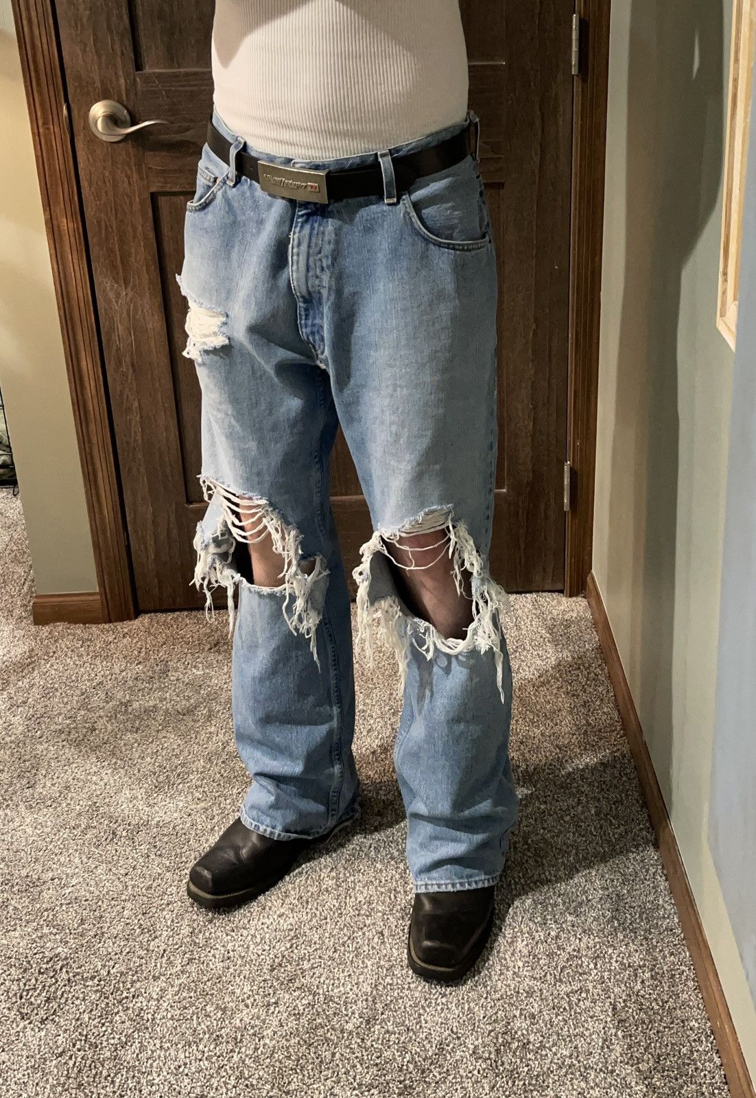 Japanese Brand × Vintage Distressed Denim 34x32 Size US 34 / EU 50 - 1 Thumbnail