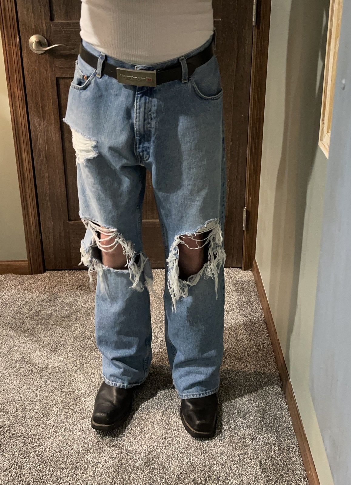 Japanese Brand × Vintage Distressed Denim 34x32 Size US 34 / EU 50 - 3 Thumbnail