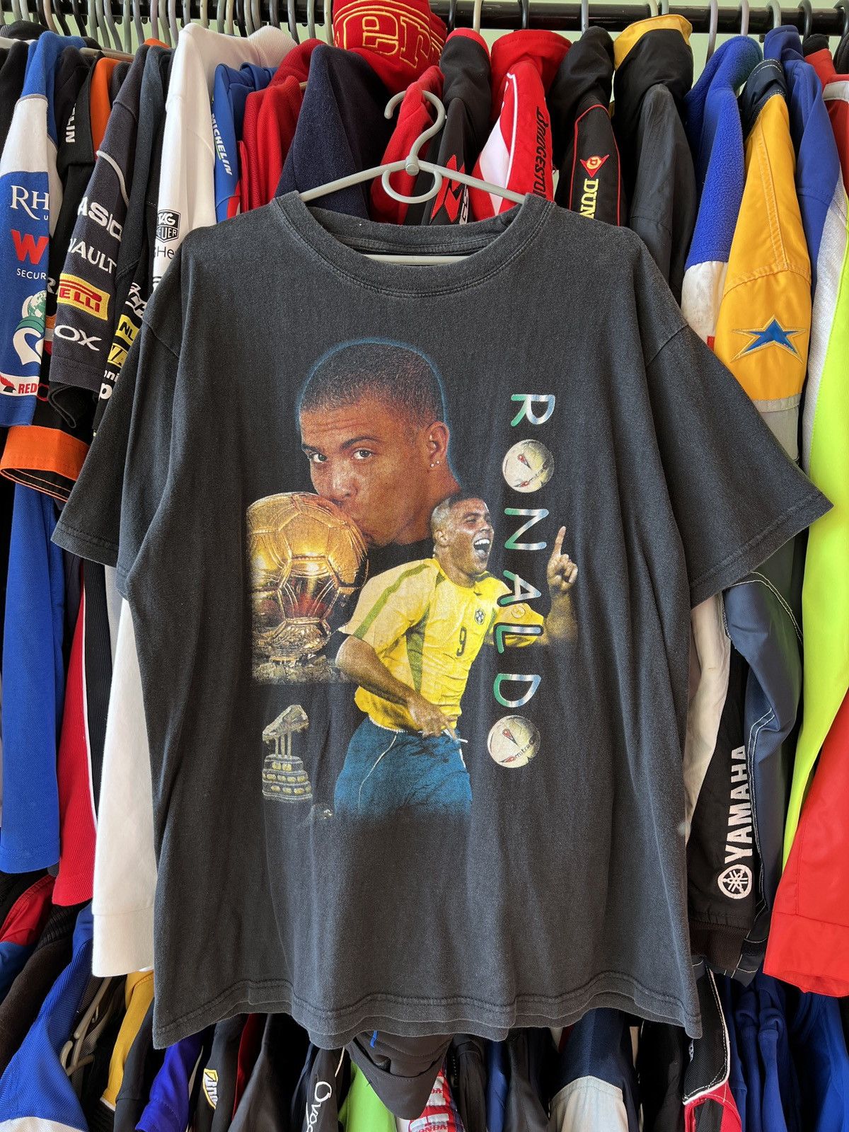 Vintage VINTAGE 90's RONALDO FENOMENO R9 GOLDEN BALL TEE SHIRT | Grailed