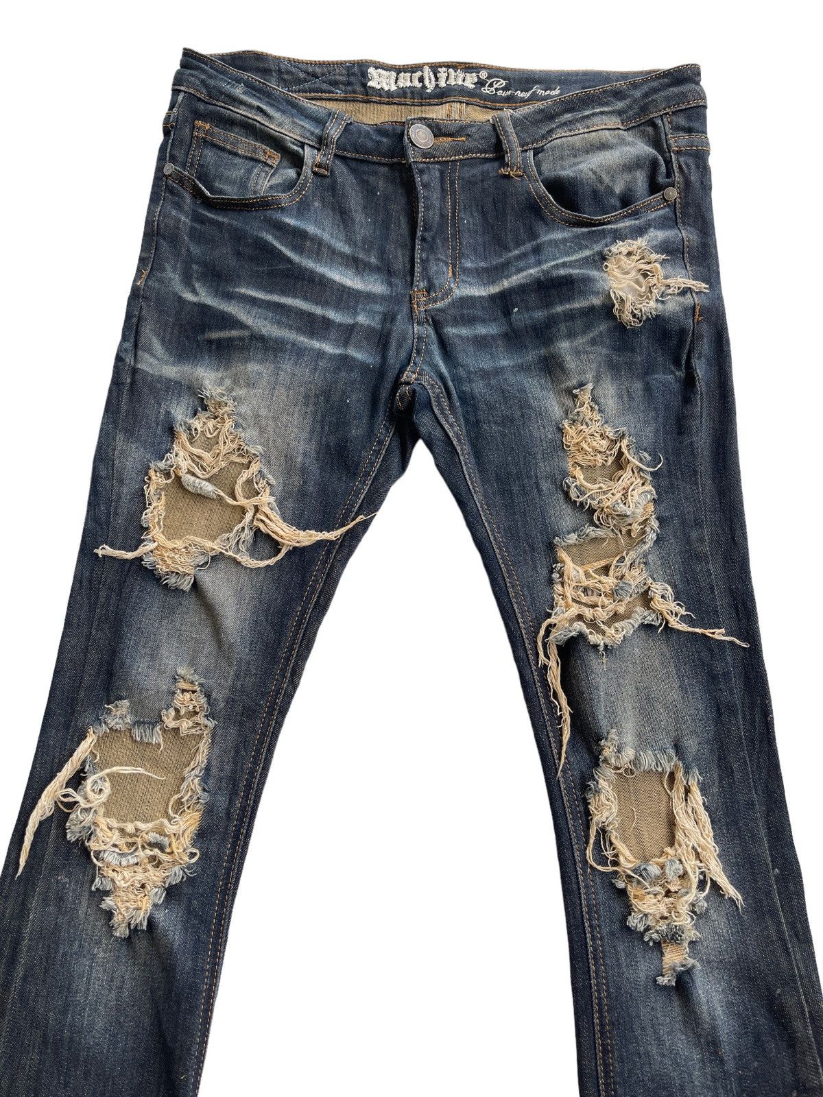 Japanese Brand Machine Nouvelle Mode Ripped Slim Strectch Bootcut Size US 31 - 2 Thumbnail