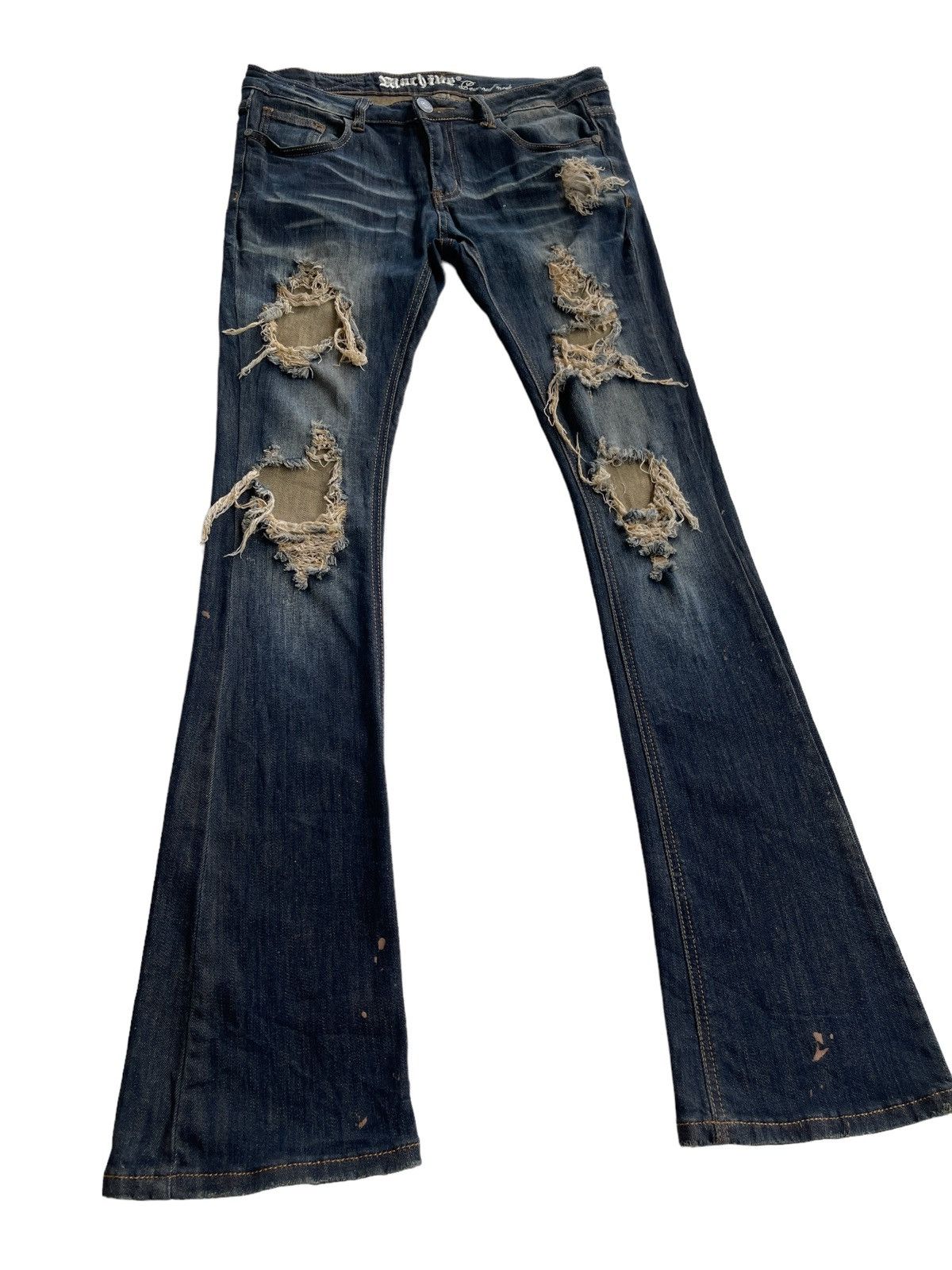 Japanese Brand Machine Nouvelle Mode Ripped Slim Strectch Bootcut Size US 31 - 7 Thumbnail