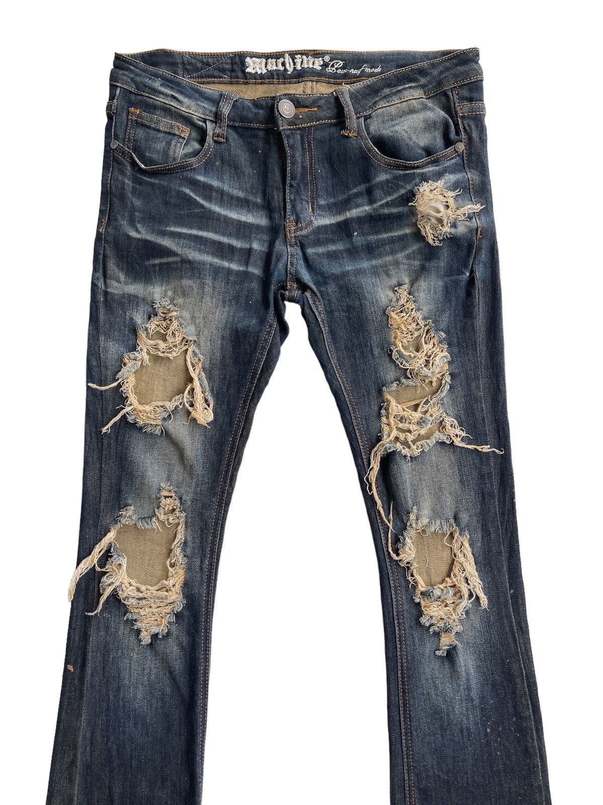Japanese Brand Machine Nouvelle Mode Ripped Slim Strectch Bootcut Size US 31 - 6 Thumbnail