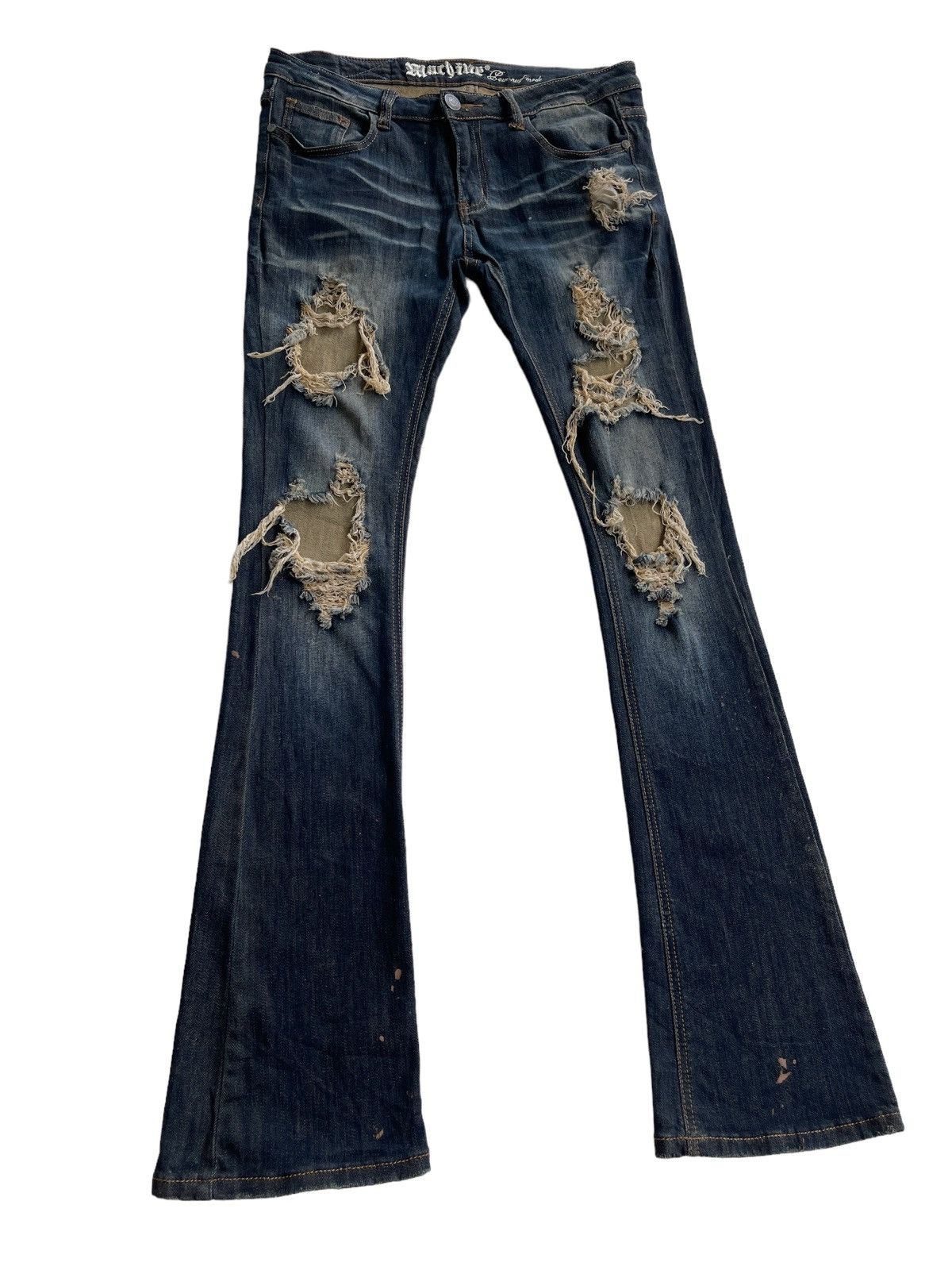 Japanese Brand Machine Nouvelle Mode Ripped Slim Strectch Bootcut Size US 31 - 3 Thumbnail