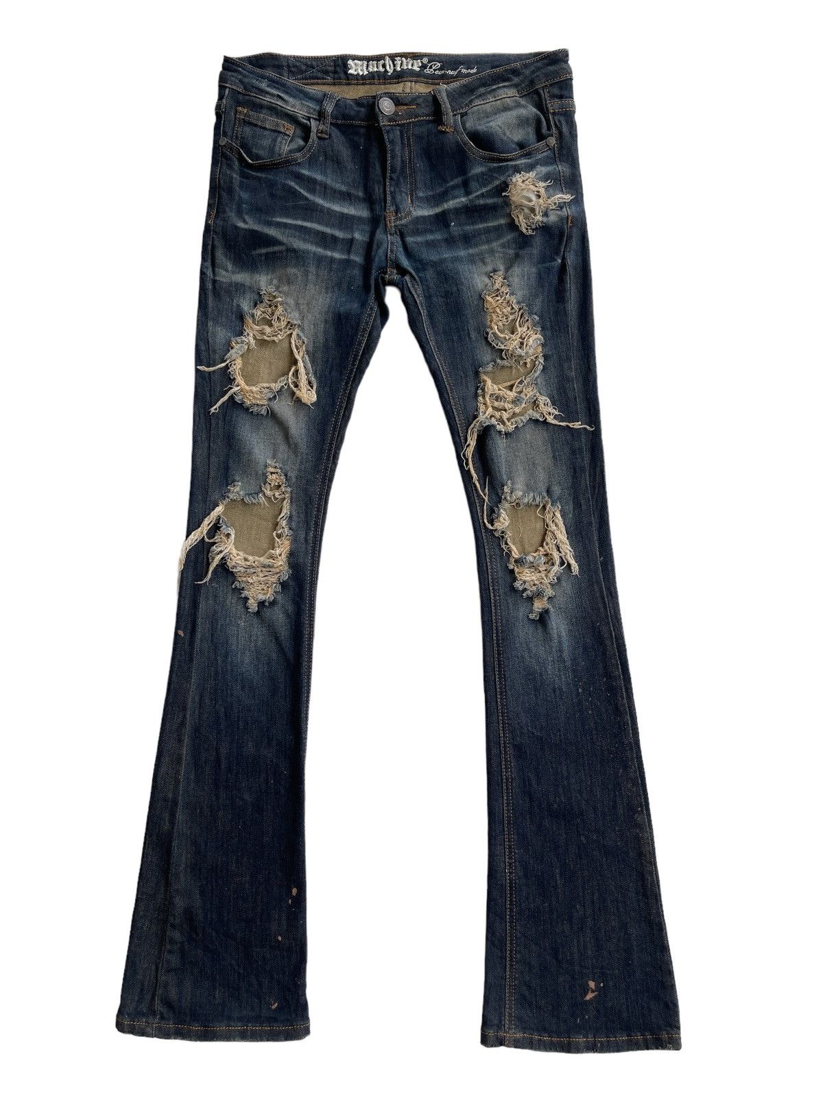 Japanese Brand Machine Nouvelle Mode Ripped Slim Strectch Bootcut Size US 31 - 1 Thumbnail