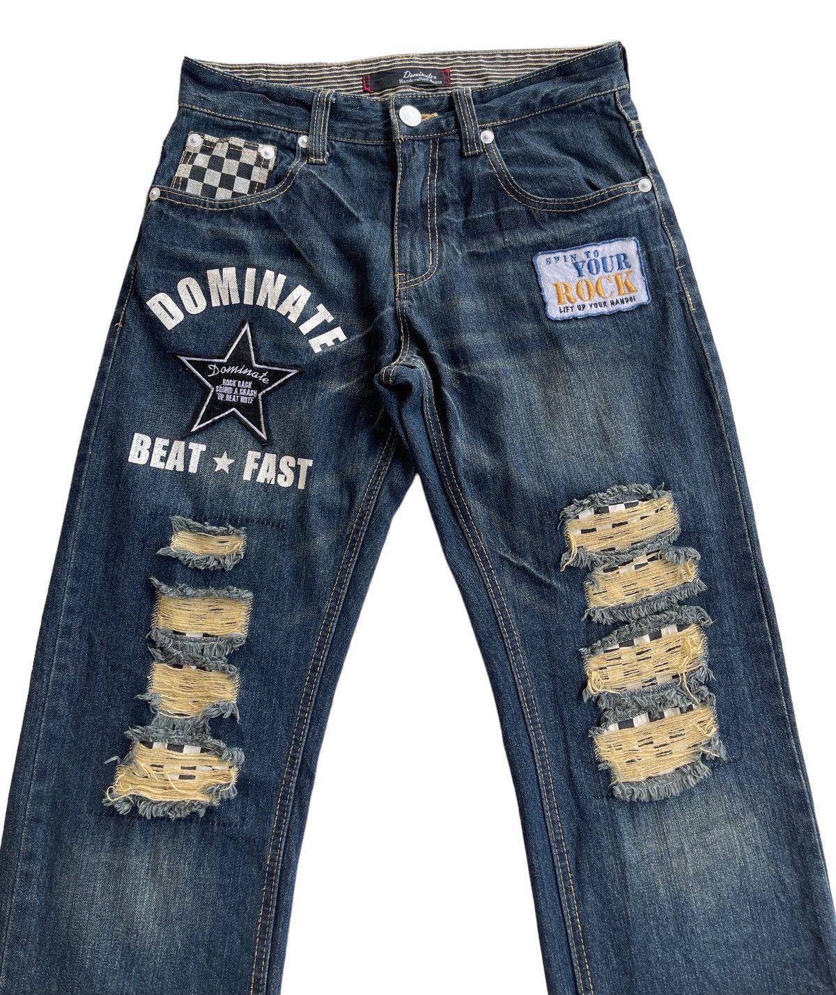 Japanese Brand Dominate Handcrafted Distressed Ripped Streetwear Jeans Size US 31 - 6 Thumbnail