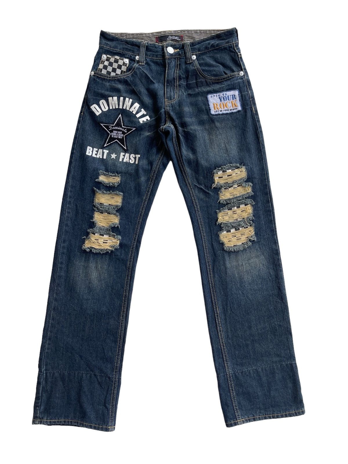 Japanese Brand Dominate Handcrafted Distressed Ripped Streetwear Jeans Size US 31 - 5 Thumbnail