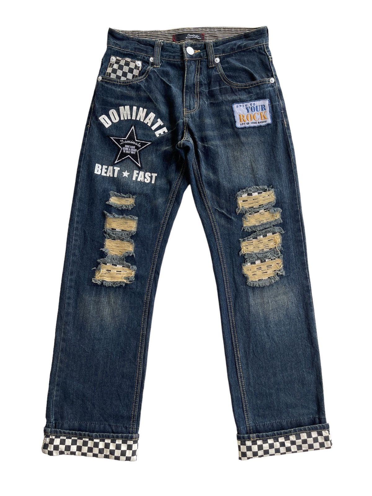 Japanese Brand Dominate Handcrafted Distressed Ripped Streetwear Jeans Size US 31 - 1 Thumbnail