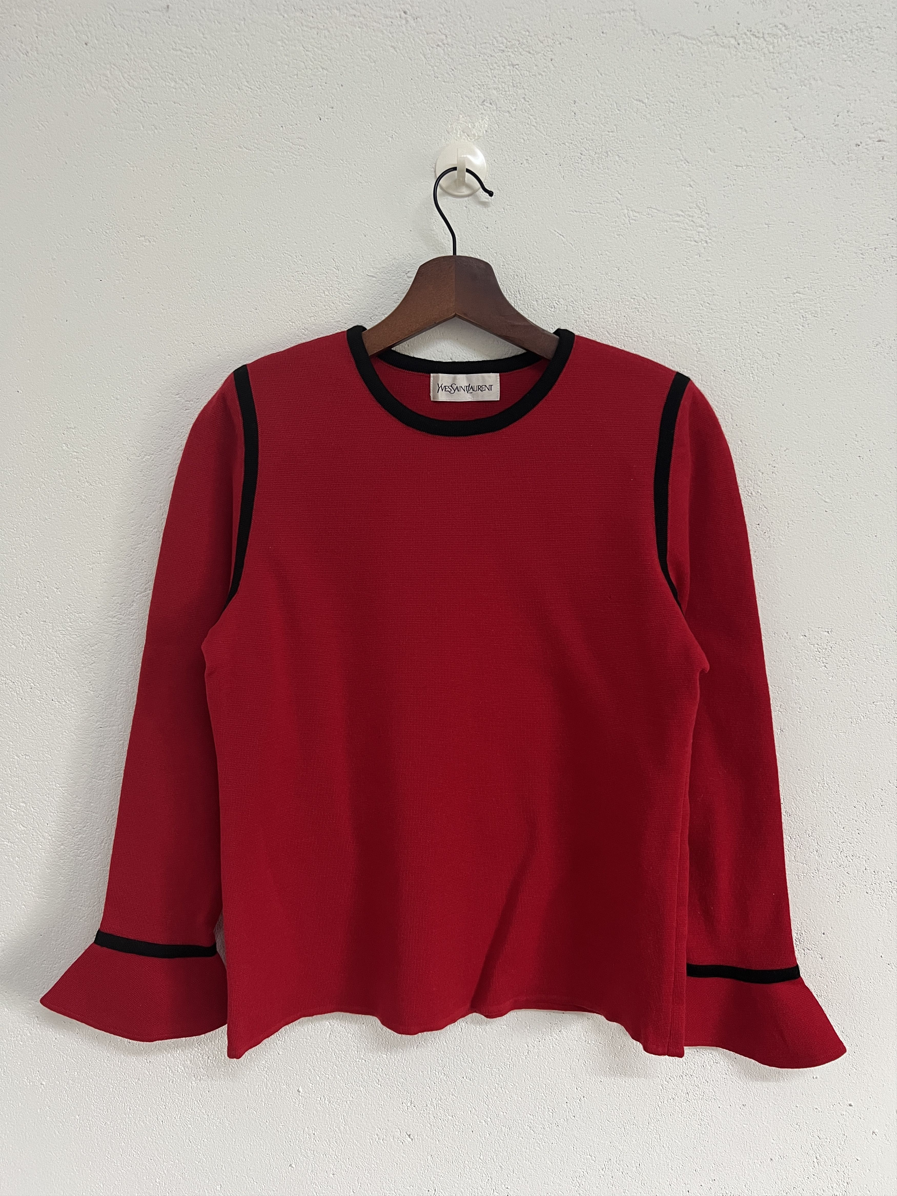 Vintage Vintage ysl women sweater red Size M / US 6-8 / IT 42-44 - 1 Thumbnail