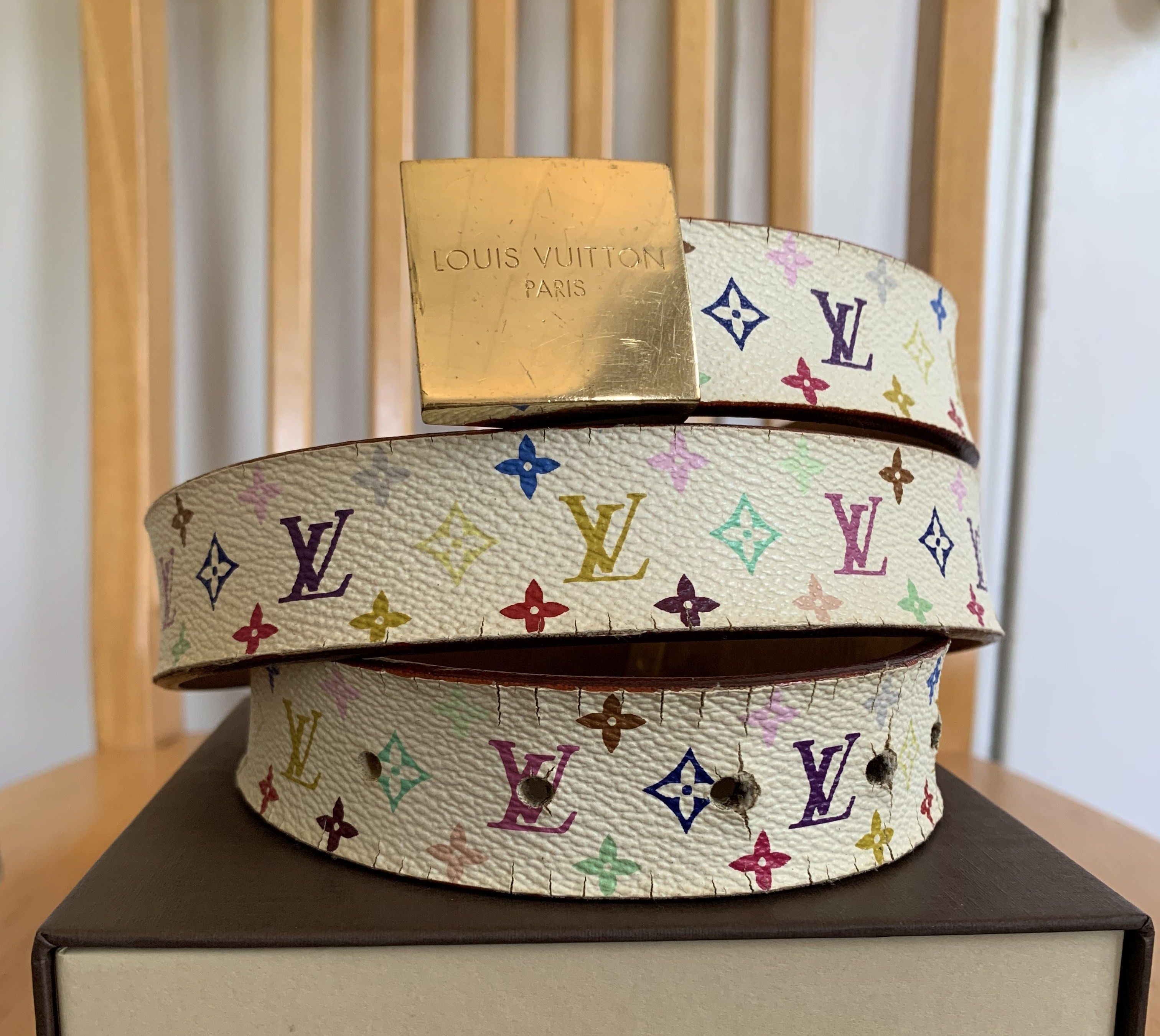 LOUIS VUITTON Monogram Takashi Murakami Collection Belt - White