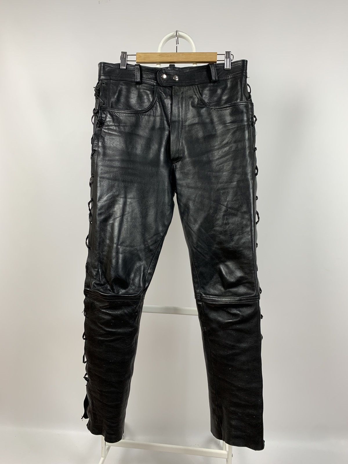 Vintage Vintage Real Leather Biker Motorcycle Lace Up Travis Pants Size US 32 / EU 48 - 6 Thumbnail