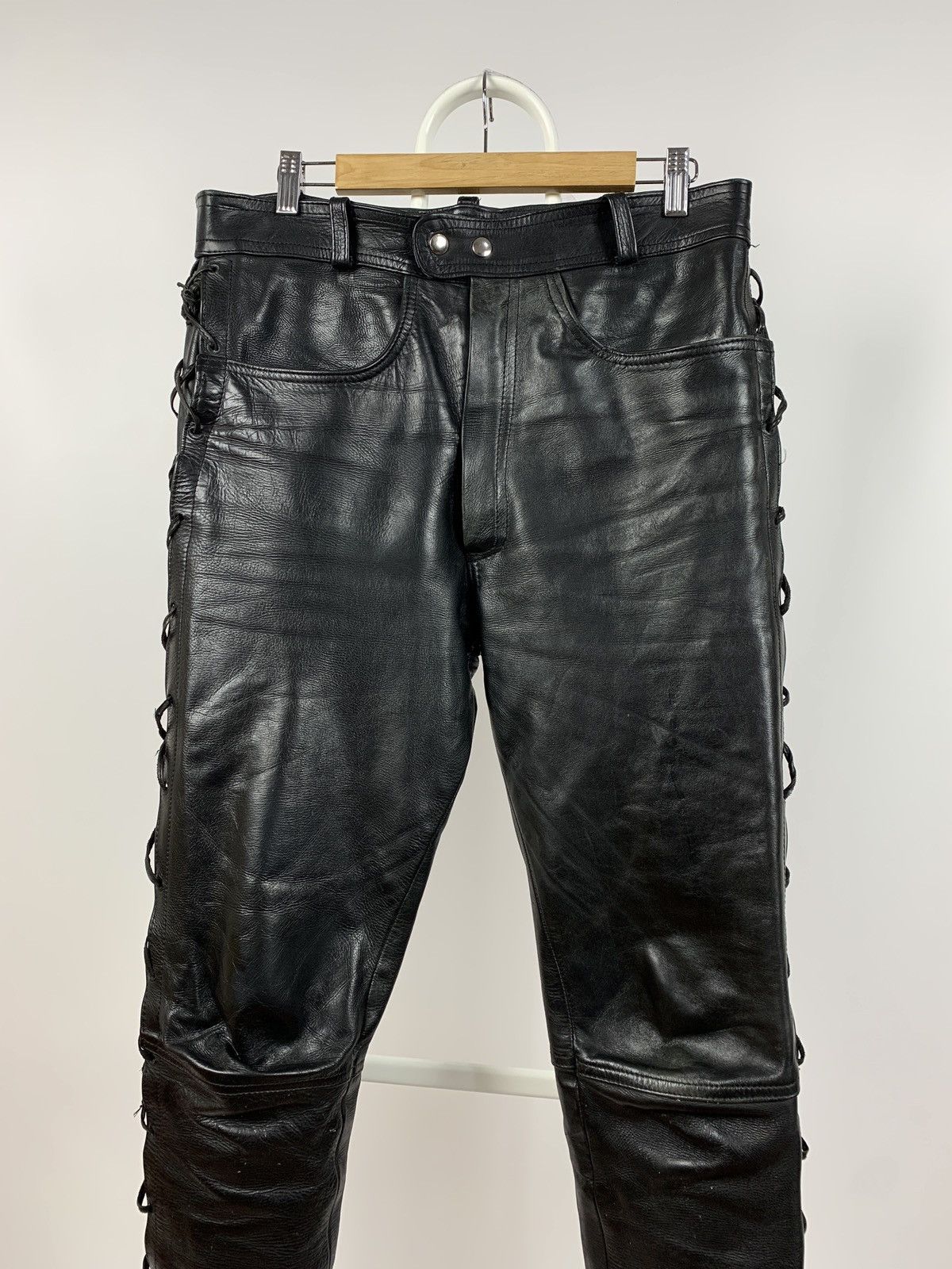Vintage Vintage Real Leather Biker Motorcycle Lace Up Travis Pants Size US 32 / EU 48 - 10 Thumbnail