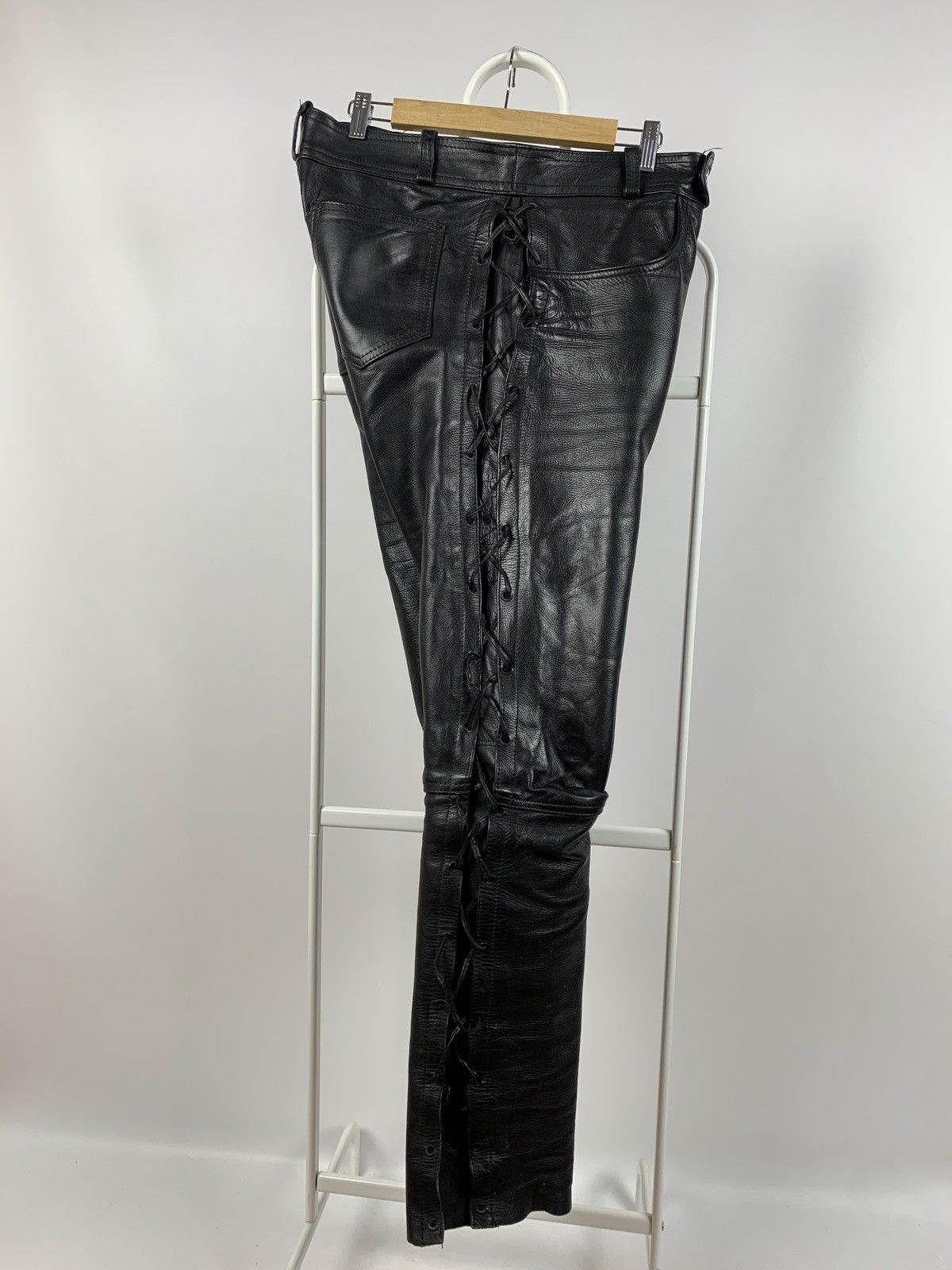 Vintage Vintage Real Leather Biker Motorcycle Lace Up Travis Pants Size US 32 / EU 48 - 9 Thumbnail