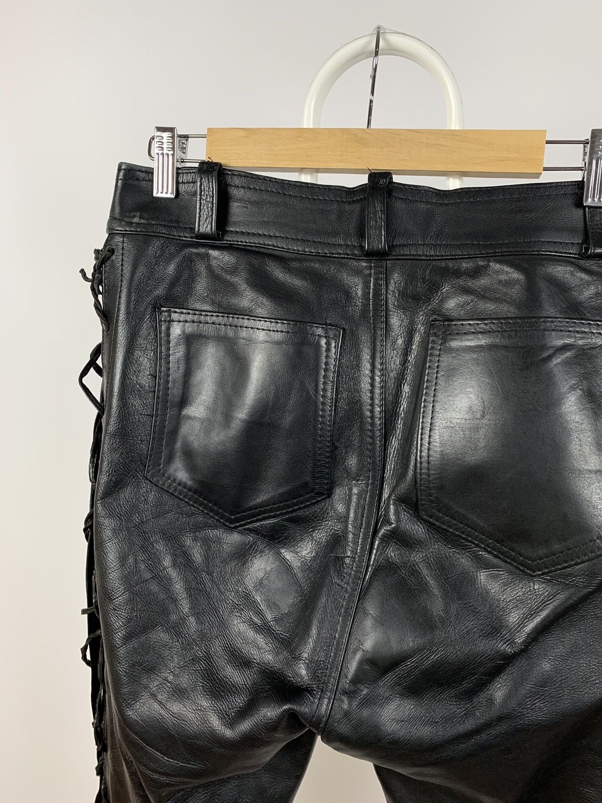 Vintage Vintage Real Leather Biker Motorcycle Lace Up Travis Pants Size US 32 / EU 48 - 18 Thumbnail