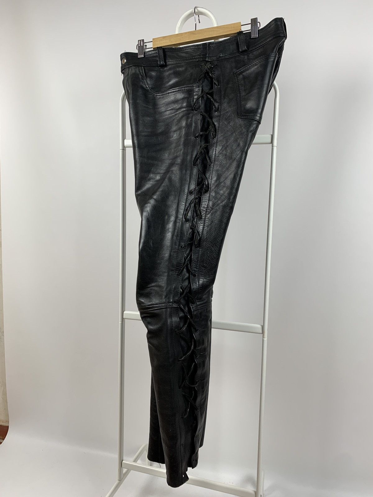 Vintage Vintage Real Leather Biker Motorcycle Lace Up Travis Pants Size US 32 / EU 48 - 8 Thumbnail