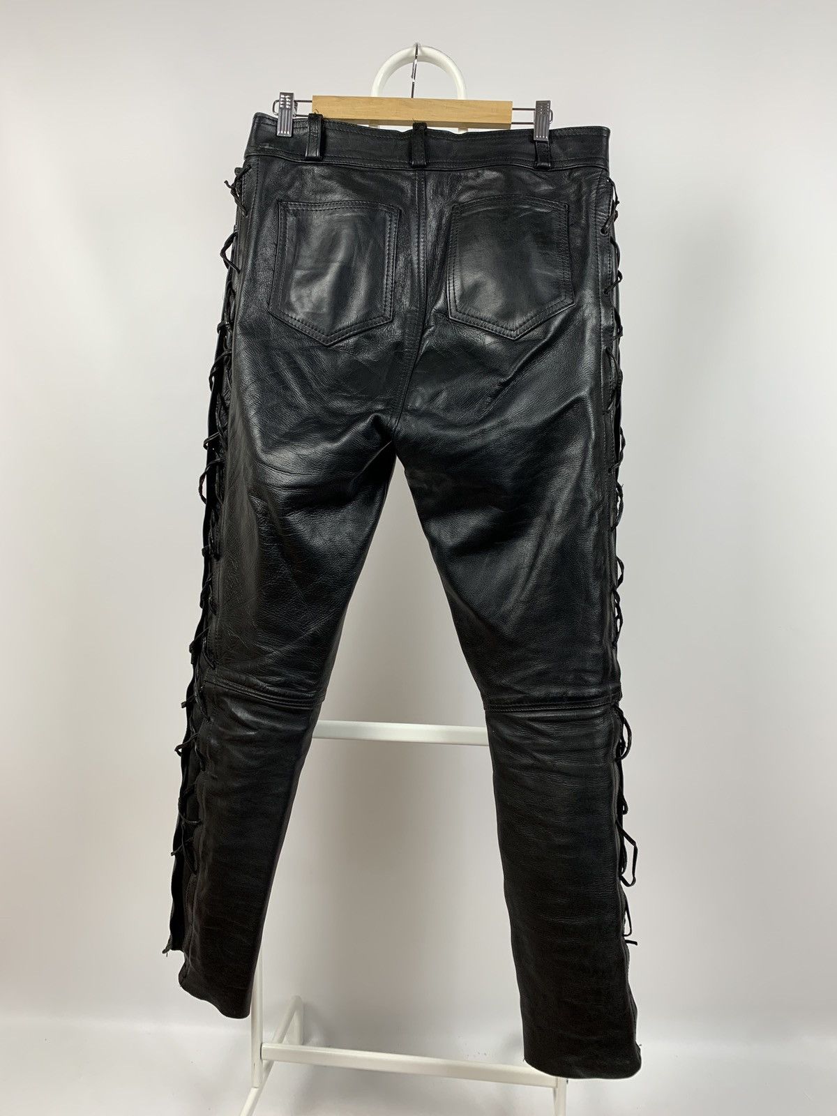 Vintage Vintage Real Leather Biker Motorcycle Lace Up Travis Pants Size US 32 / EU 48 - 7 Thumbnail