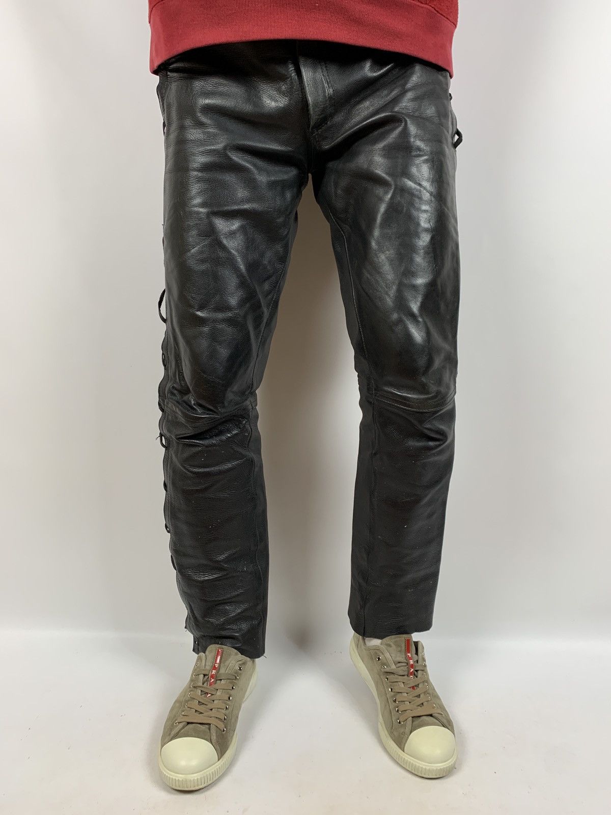 Vintage Vintage Real Leather Biker Motorcycle Lace Up Travis Pants Size US 32 / EU 48 - 4 Thumbnail