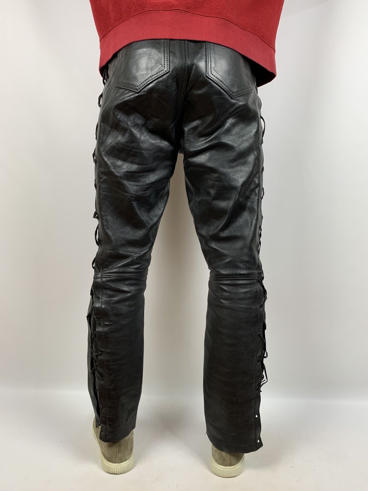 Vintage Vintage Real Leather Biker Motorcycle Lace Up Travis Pants Size US 32 / EU 48 - 5 Thumbnail