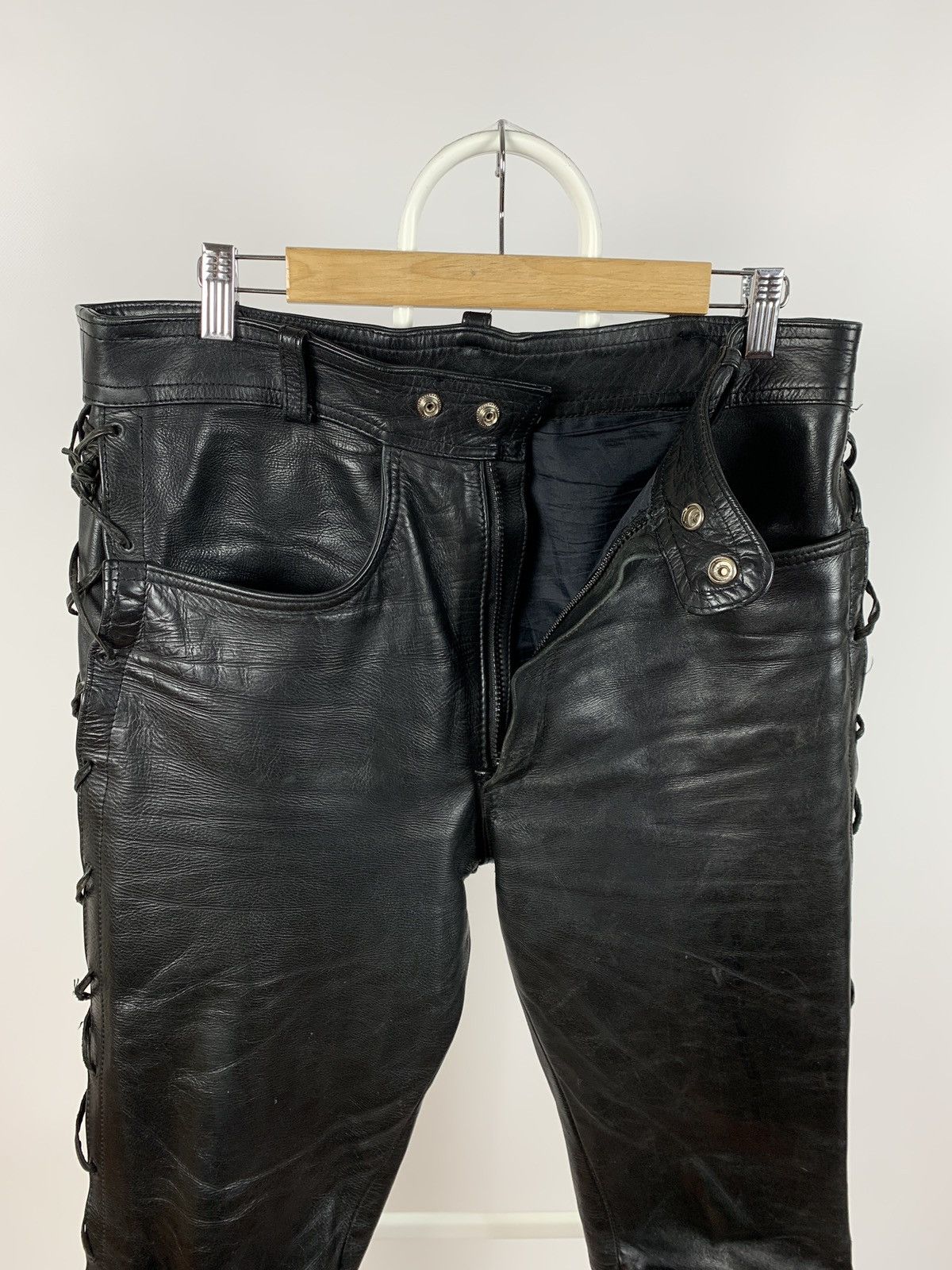 Vintage Vintage Real Leather Biker Motorcycle Lace Up Travis Pants Size US 32 / EU 48 - 15 Thumbnail