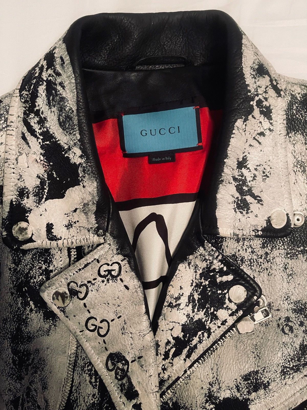 Gucci Ghost 👻 limited edition hand painted leather jacket.
