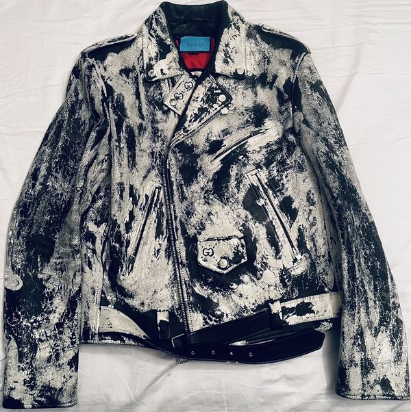 gucci hand painted leather jacket