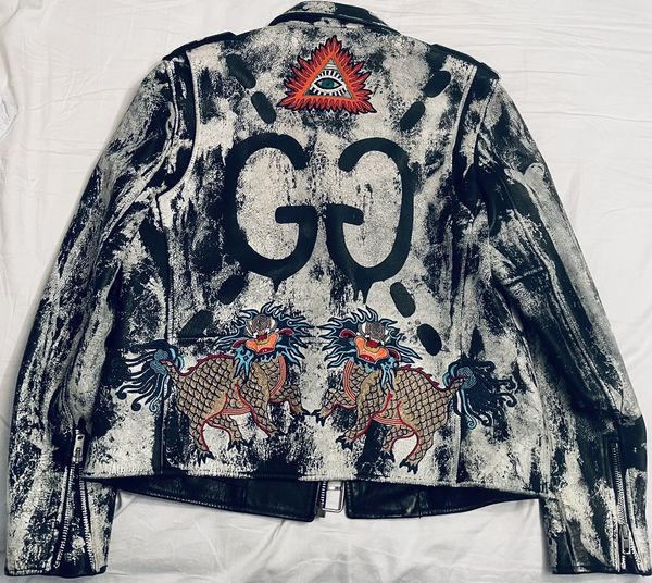 gucci hand painted leather jacket