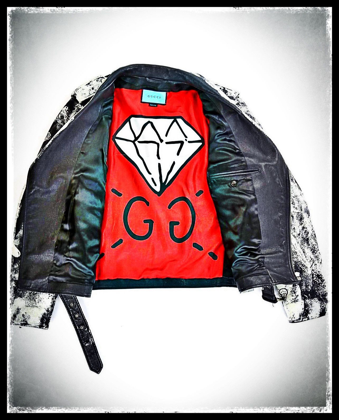 Gucci Ghost 👻 limited edition hand painted leather jacket.