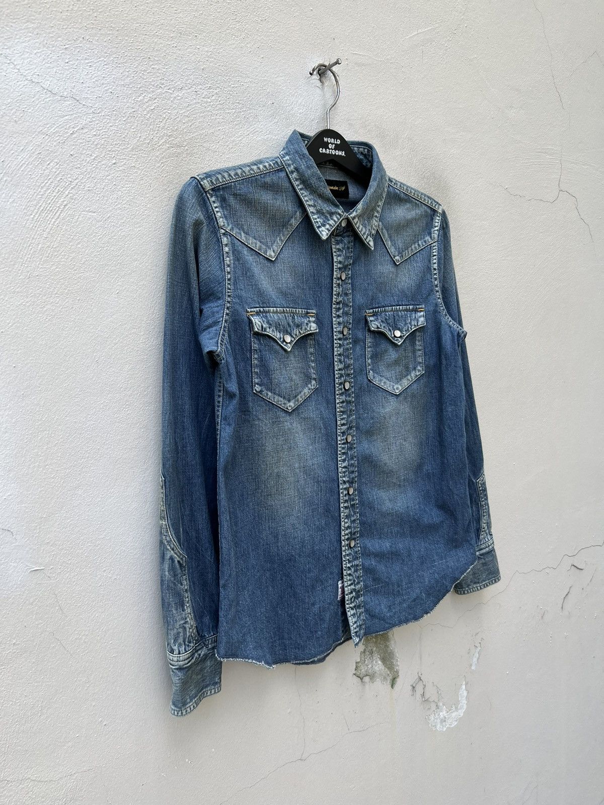 *A VONTADE A Vontade Japan Distressed Fade Denim Western Shirt Size US S / EU 44-46 / 1 - 6 Thumbnail