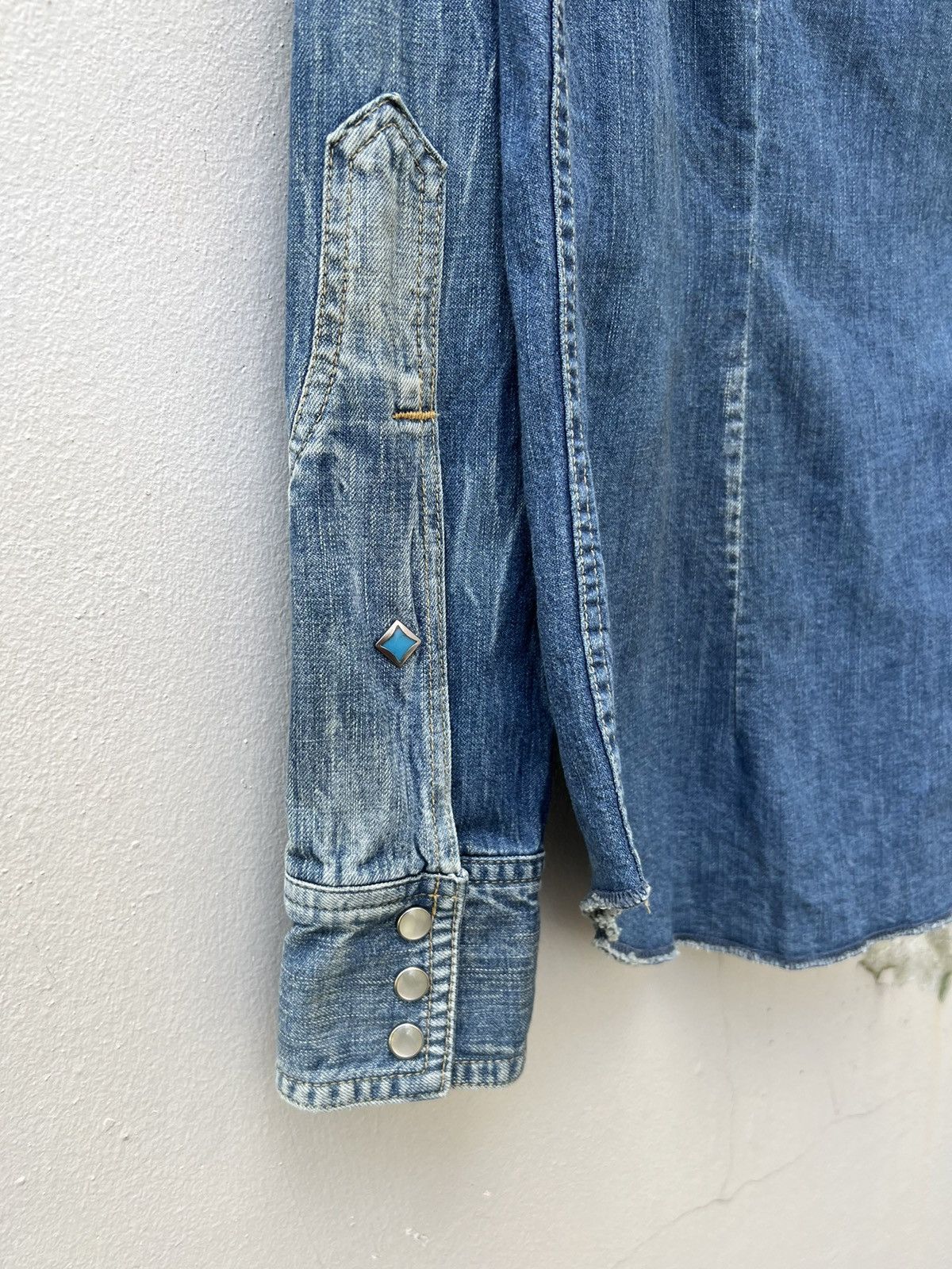 *A VONTADE A Vontade Japan Distressed Fade Denim Western Shirt Size US S / EU 44-46 / 1 - 9 Thumbnail