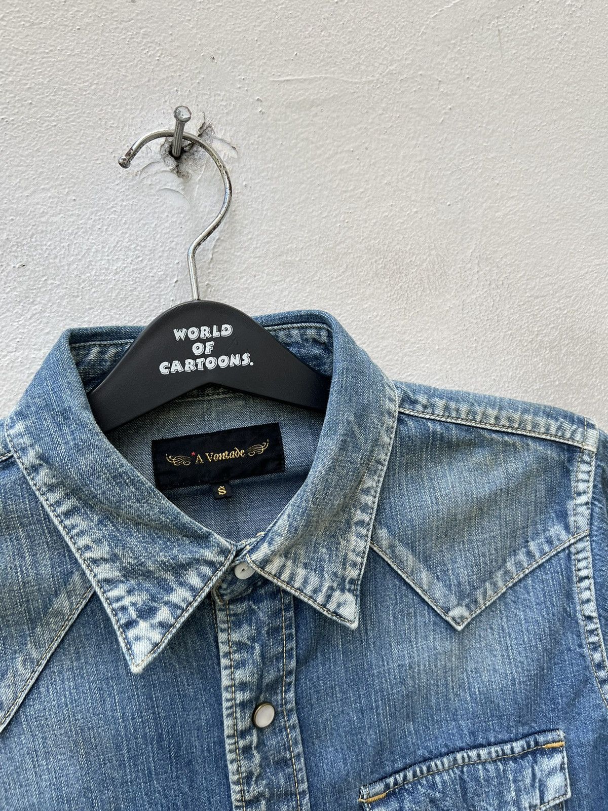 *A VONTADE A Vontade Japan Distressed Fade Denim Western Shirt Size US S / EU 44-46 / 1 - 4 Thumbnail