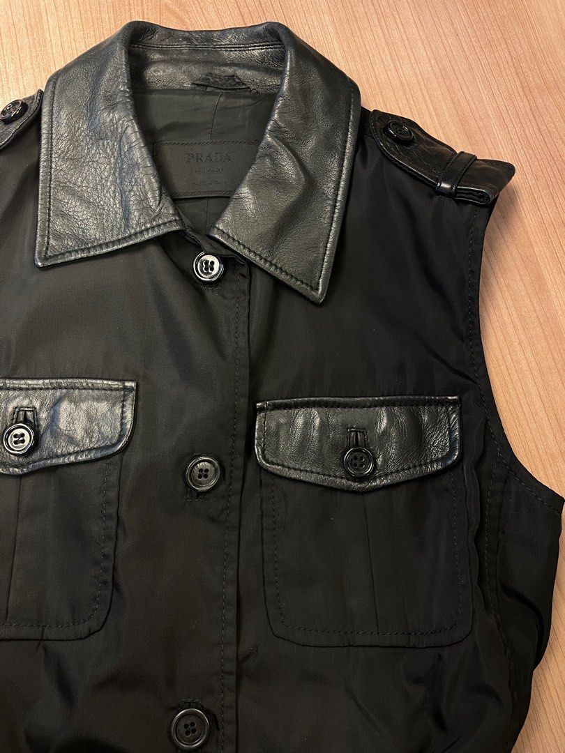 Prada Prada Nylon Leather Black Belted Buckle Vest Size S / US 4 / IT 40 - 2 Thumbnail