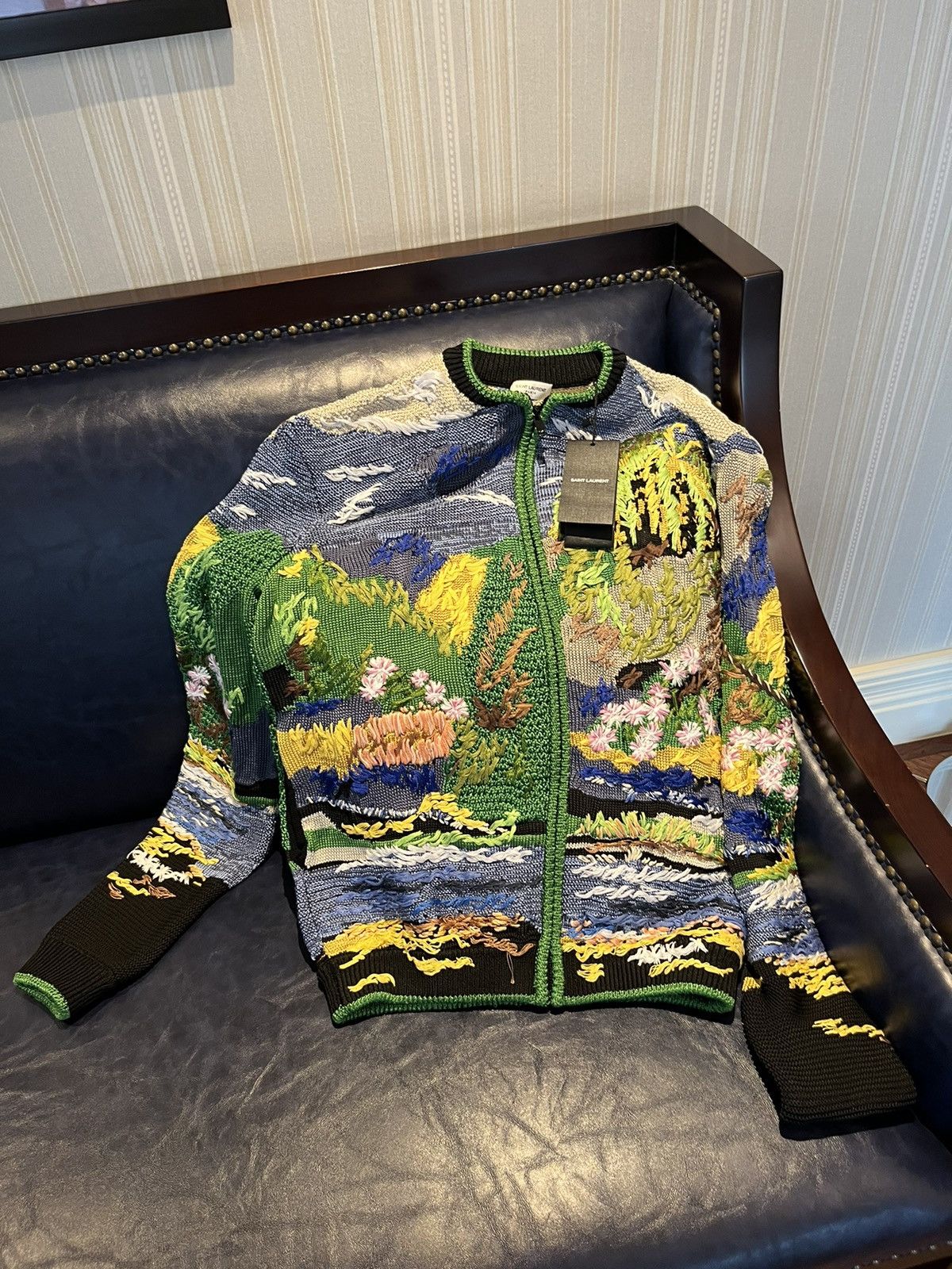 Saint Laurent Paris teddy jacket with jacquard.embroidery Size US M / EU 48-50 / 2 - 2 Thumbnail