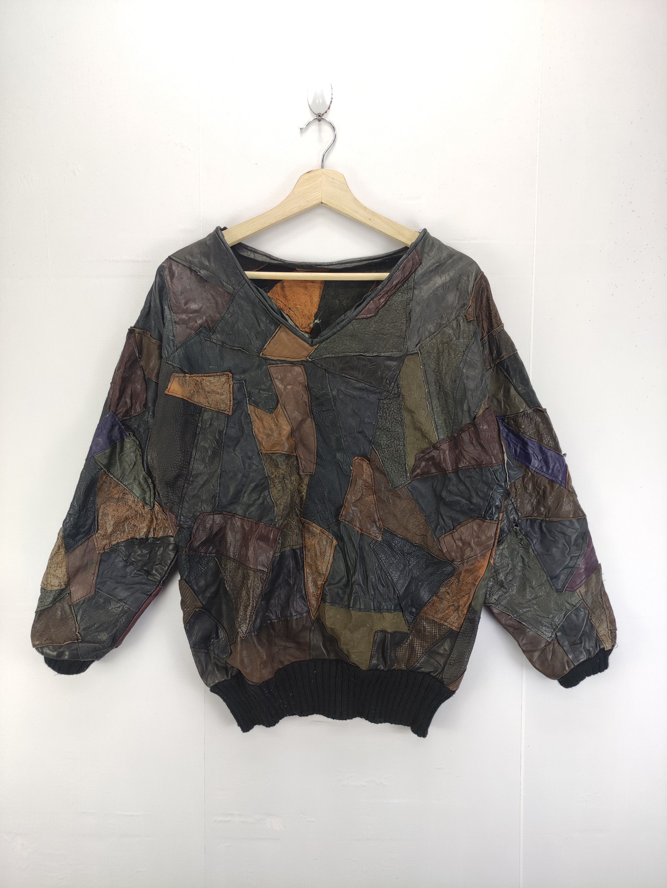 Leather Vintage Leather Patchwork Custom Sweatshirt Size US M / EU 48-50 / 2 - 1 Thumbnail