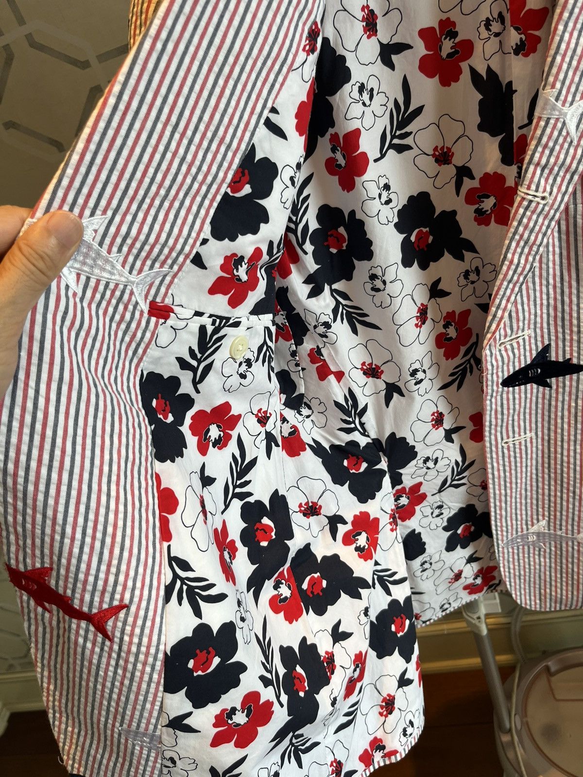shark embroidery blazer
